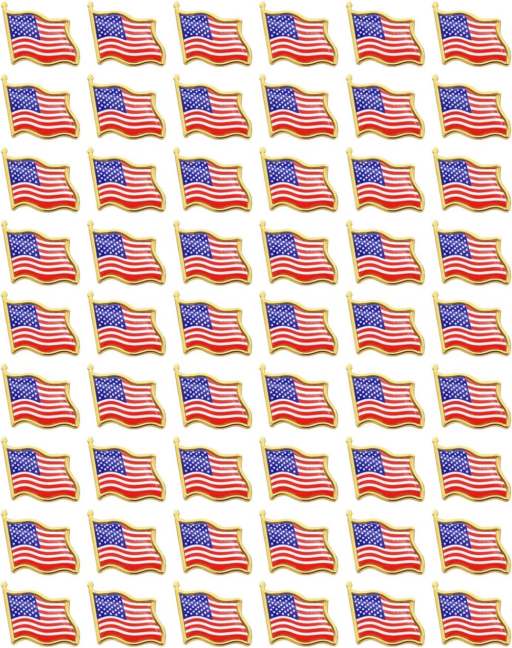 American Flag Lapel Pins - USA Waving Flag Brooch - 24/50/100 Pack