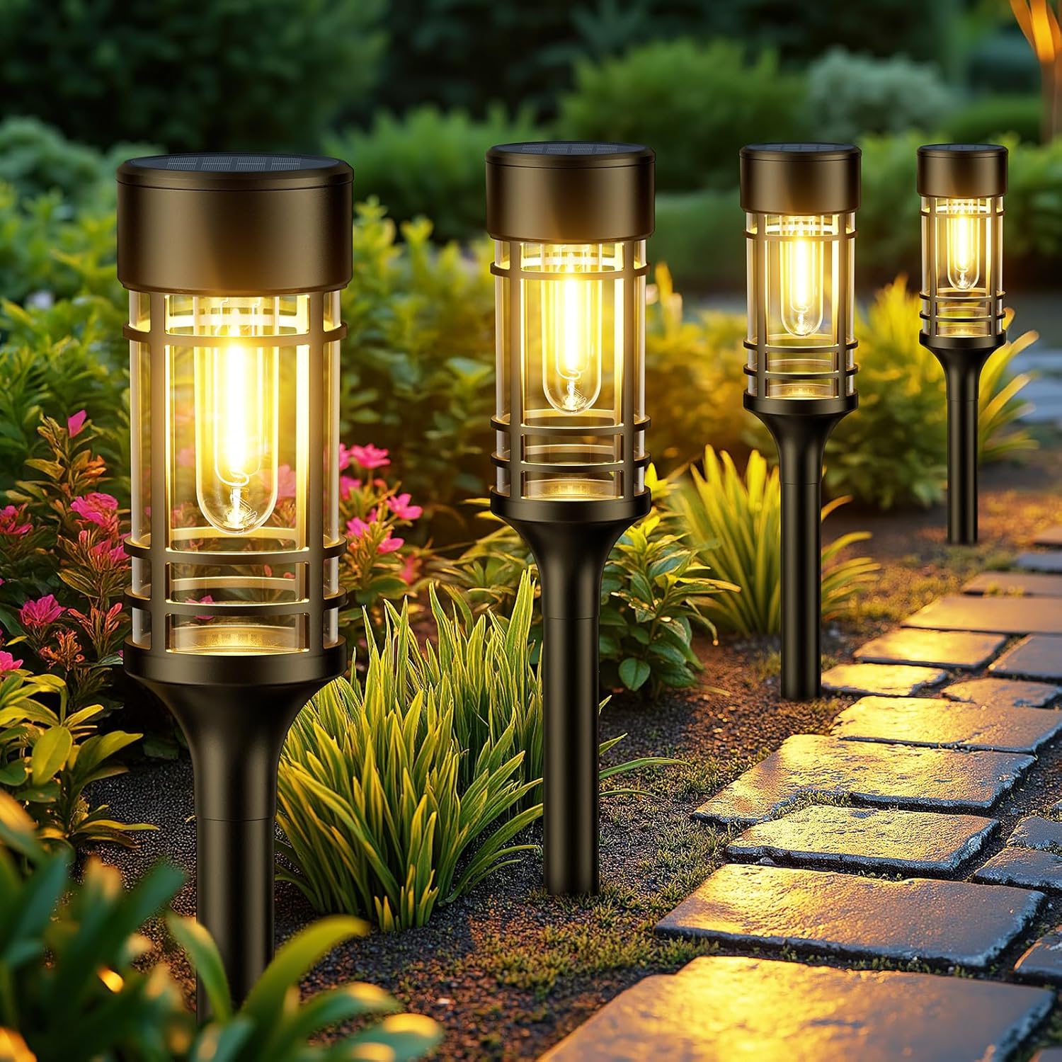 LETMY Solar Pathway Lights Outdoor, 12 Pack Solar Lights Outdoor Waterproof IP65, Bright Solar Garden Lights Outdoor, Auto On/Off Outdoor Solar Lights for Yard Walkway Driveway Landscape Garden Decor