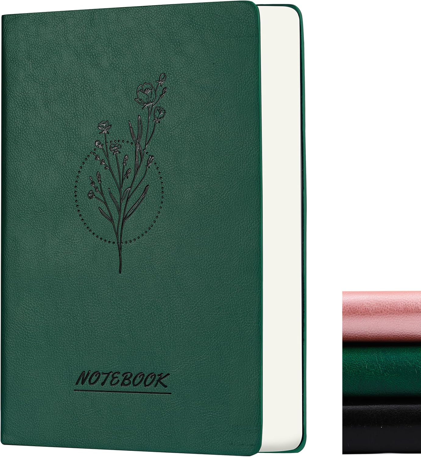 Aesthetic Lined Journal Notebook for Women,300 Pages Softcover Leather Lined Journal Notebook,300 Pages Daily Journal, College Ruled Notebook for Work School, Note Taking 5.75''X8.38'' Green