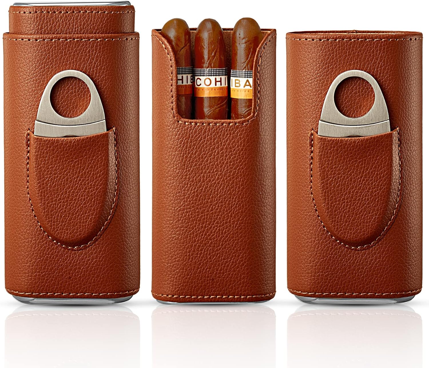 Cigar Case Travel - Cigar Humidor Accessories Cedar Wood Lining - Cigar Accessories Include Stainless Steel Cigar Cutter - Cigar Gift Box for Cigar Lovers