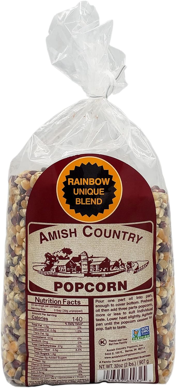 Amish Country Popcorn | 2 lb Bag | Rainbow Popcorn Kernels | Old Fashioned, Non-GMO and Gluten Free (Rainbow - 2 lb Bag)