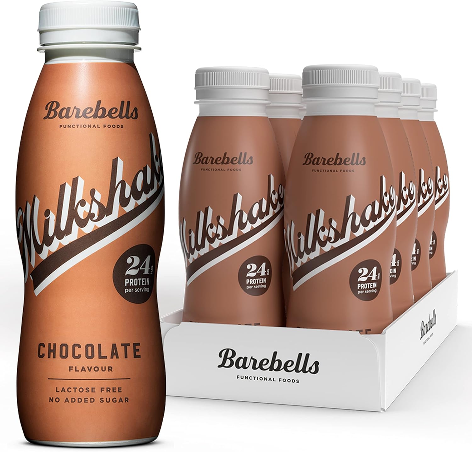 Barebells Protein Shake – 24g High Protein Milkshake, Lactose-Free, Ready to Drink, Low Carb – 8x330ml (Chocolate Flavour)