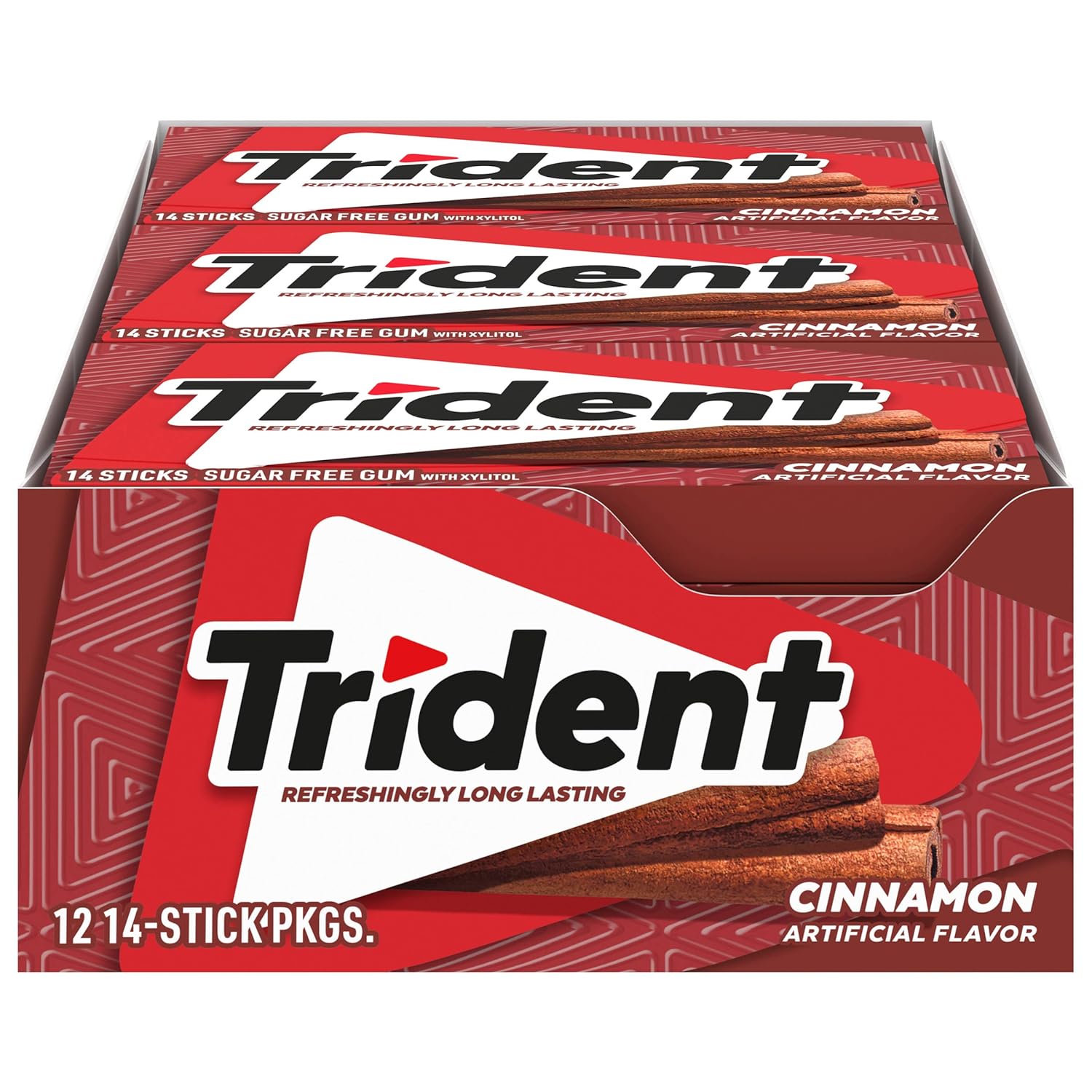 Trident Cinnamon Sugar Free Gum, 12 Packs of 14 Pieces (168 Total Pieces)