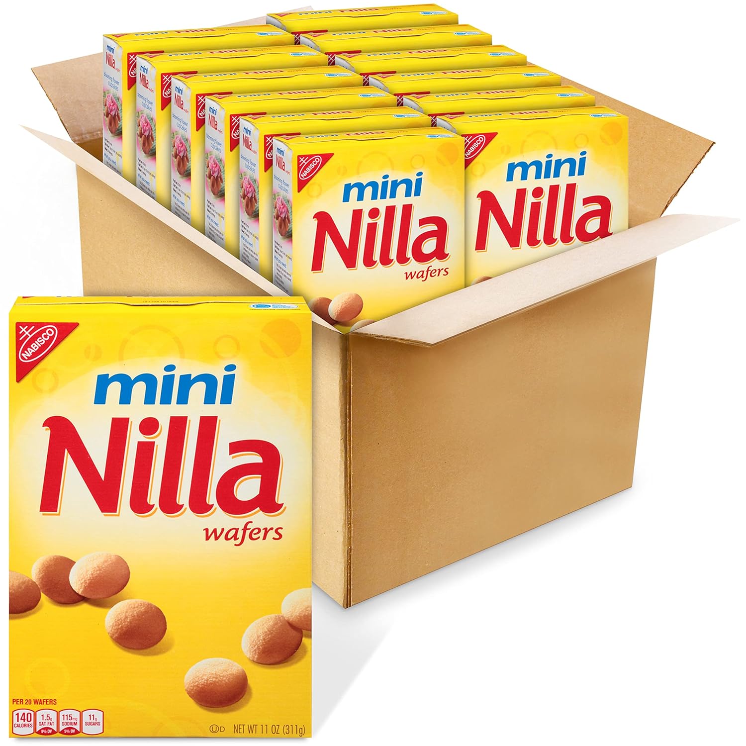 Nilla Wafers Mini Cookies, Vanilla Wafers, 12 - 11 oz Boxes