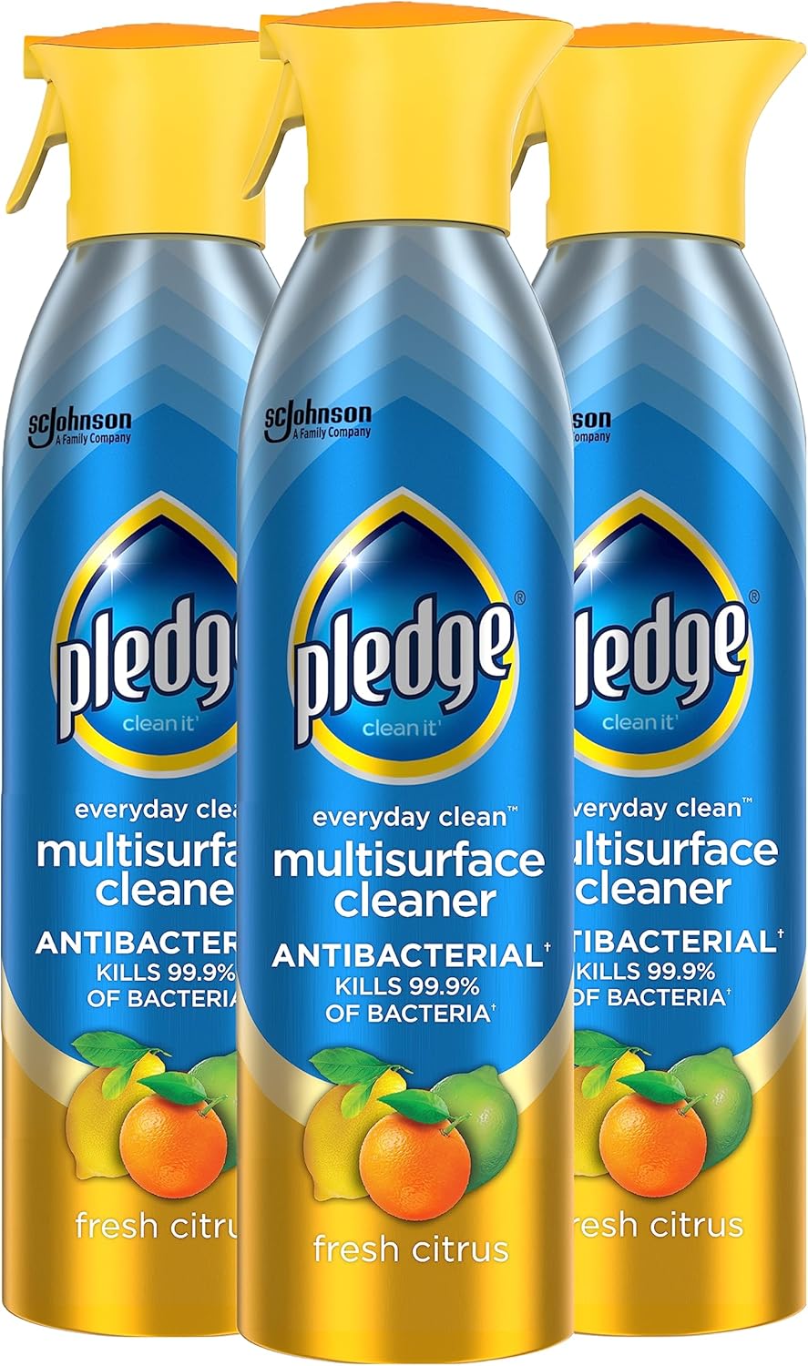 Pledge Antibacterial Multisurface Cleaner Spray, Fresh Citrus - Household Antibacterial Spray, 9.7 oz (Pack of 3)
