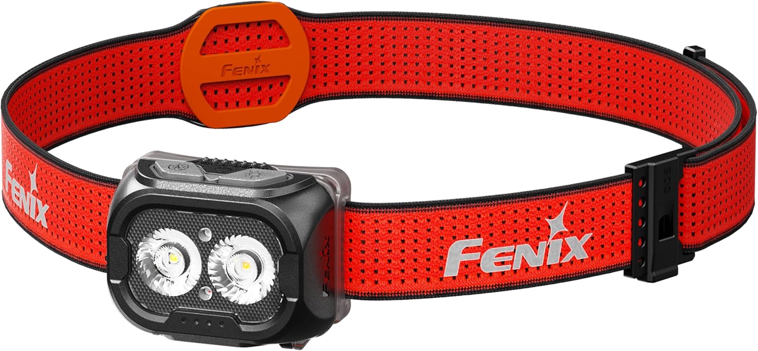 FENIX HL18R-T V2.0 Black Rechargeable Trail Running/Outdoor Headlamp | 800 Lumens | 125m | 160 Hrs Max | Dual Primary Beams - Cool and Warm White | 5lm Red Beam | Sport Click Adjust Headband | IP66
