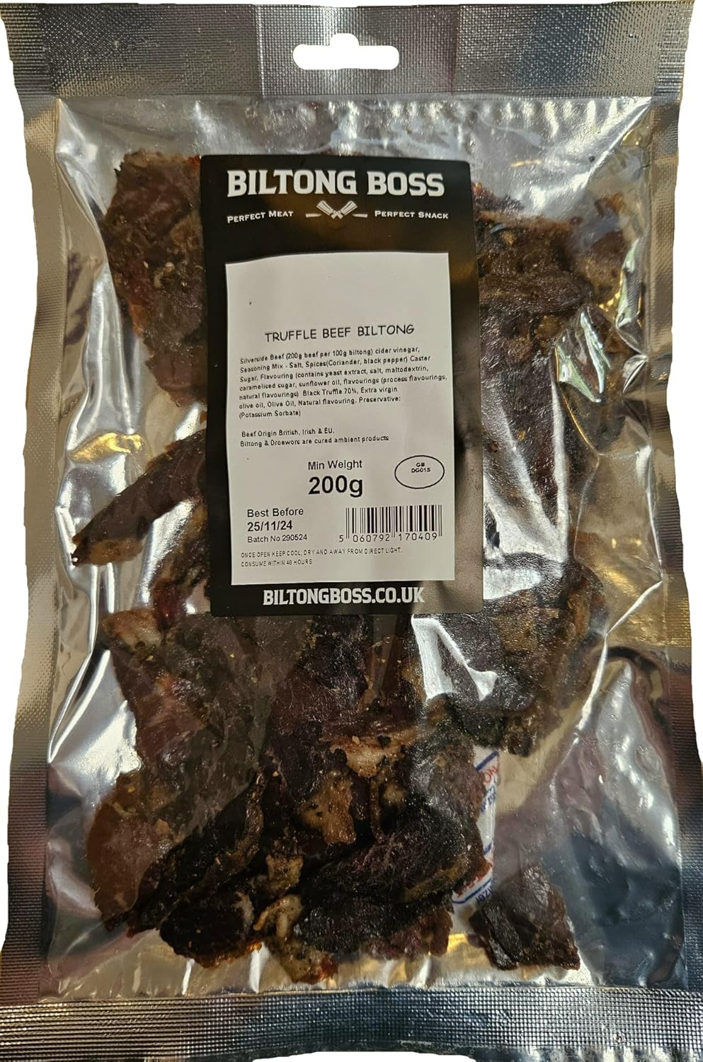 Biltong Boss - Truffle Boss Beef Biltong - Real Truffle Delectable, High Protein, Low Sugars & Carbohydrate Boss Meat Snack, 200g Pouch