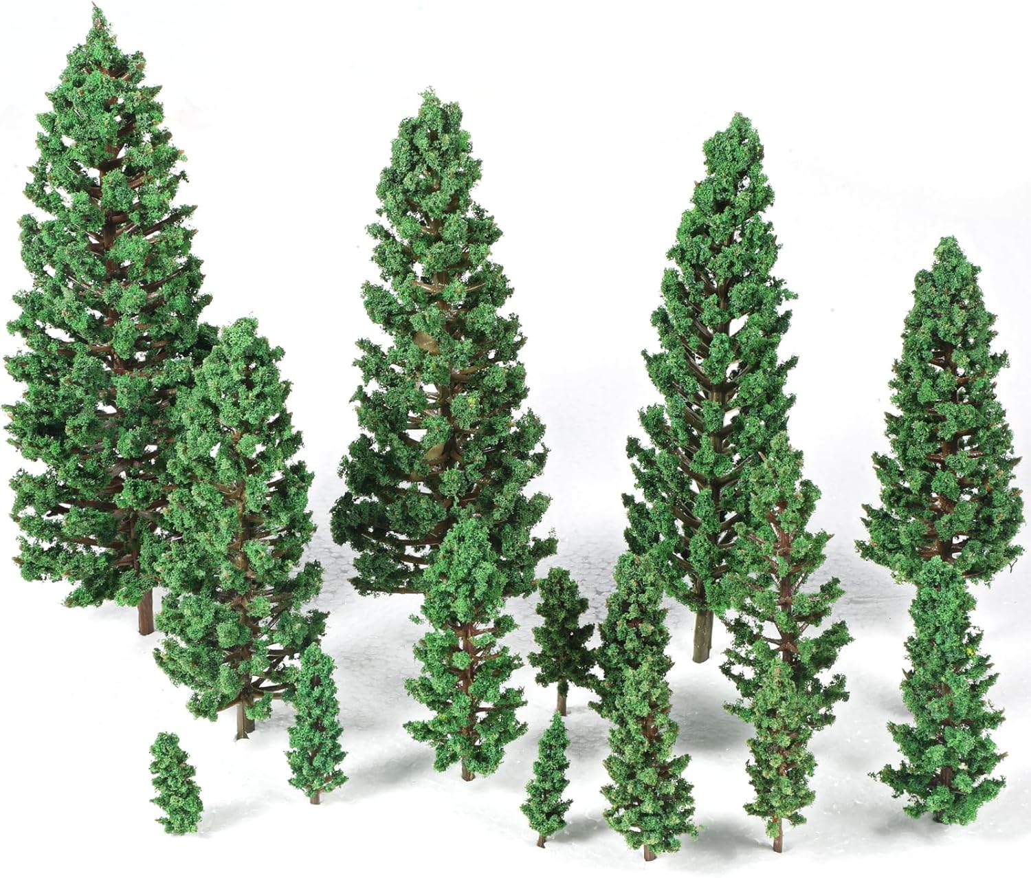 16 Pcs Mini Mixed Model Pine Trees, 1.4-6.3 Inch Mixed Miniature Trees Diorama Supplies Fake Tree Landscape Tree for DIY Crafts, Building Model Scenery Landscape (Natural Green)