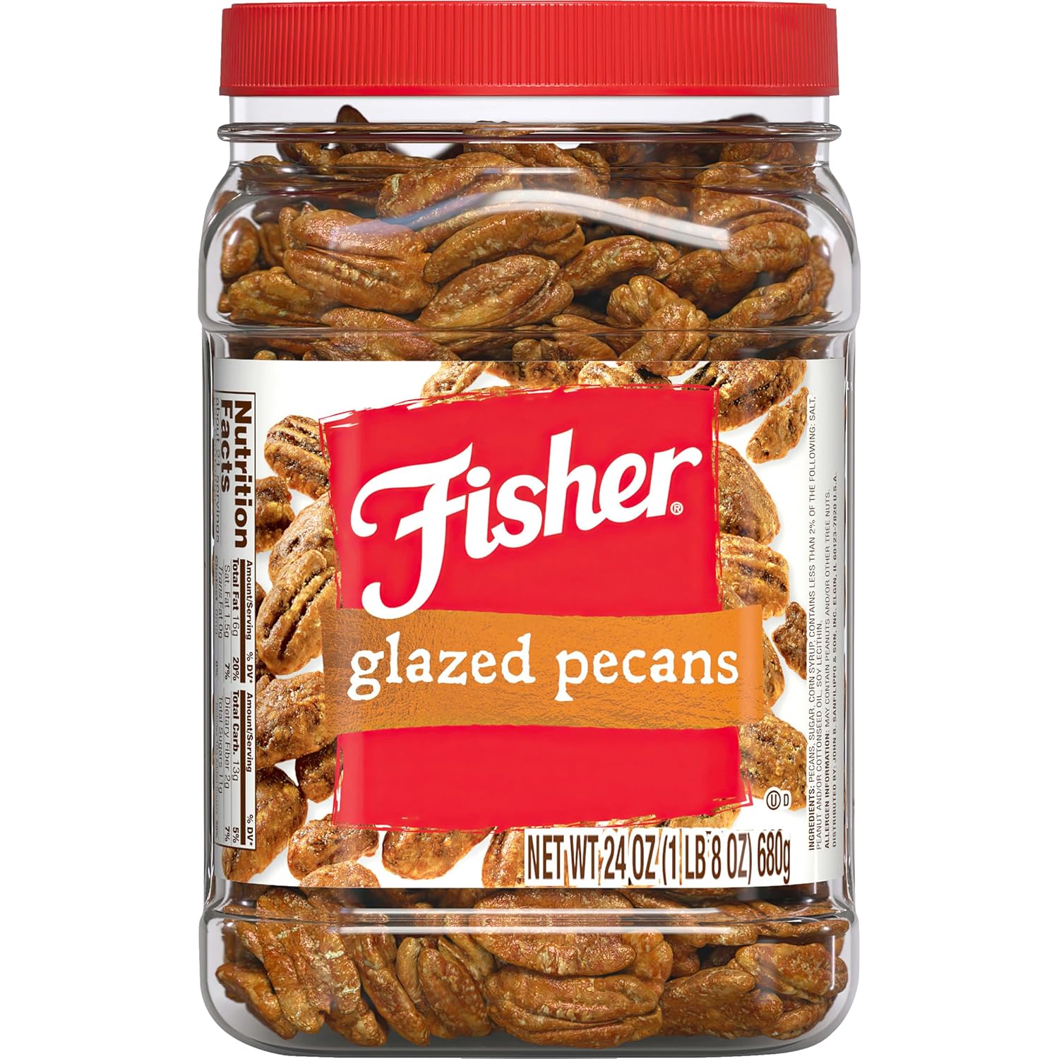 Fisher Snack Glazed Pecans Candied, 24 oz (Pack of 1), Junior Mammoth Candied Pecans, Perfect for Gifting or Personal Enjoyment, Crunchy, and Irresistibly Sweet