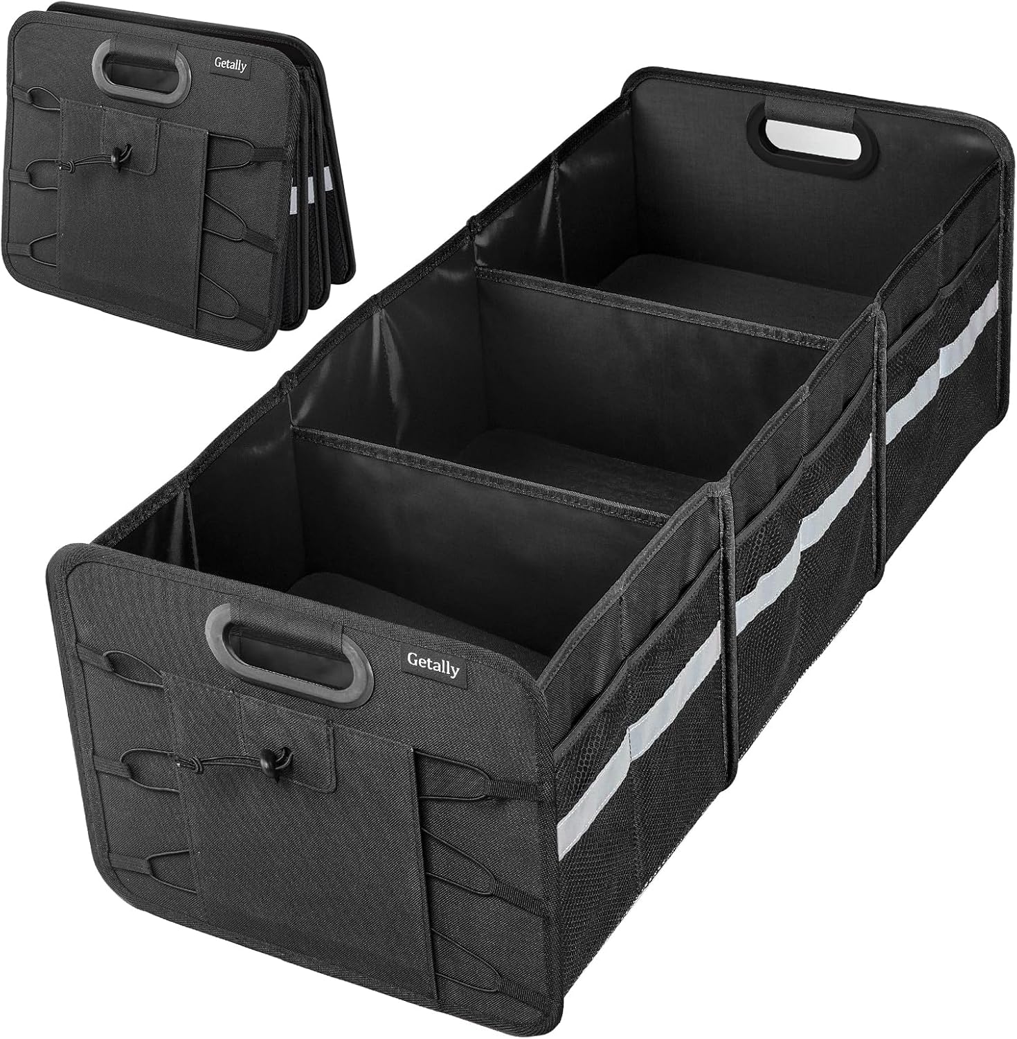 Trunk Organizer for Car, Collapsible Trunk Organizer with Multi Pockets, 3 Compartments Storage Organizer for Car SUV, Truck, Sedan