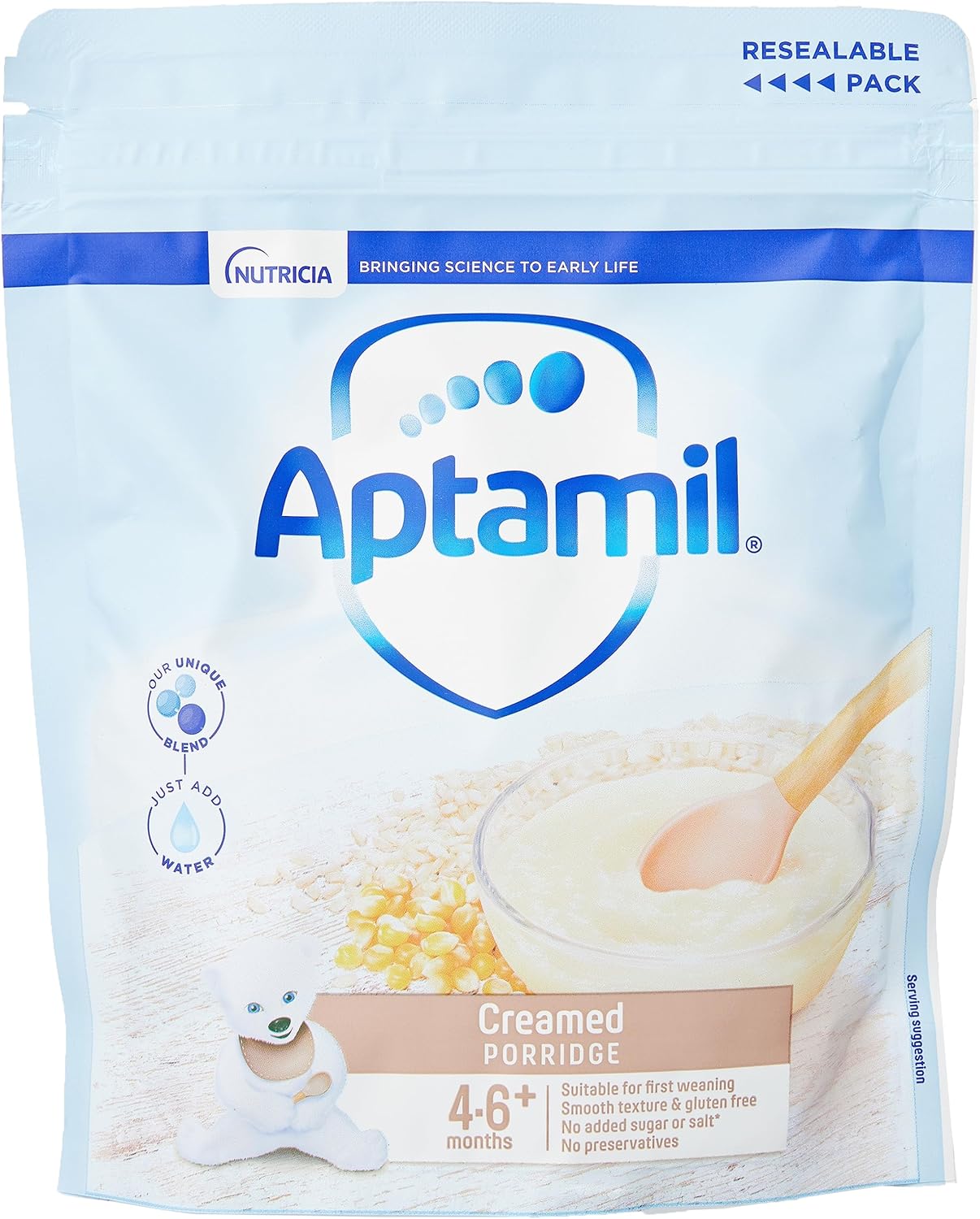 Aptamil Creamed Porridge Baby Food Cereal, 4-6+ Months, 125g (Pack of 5)