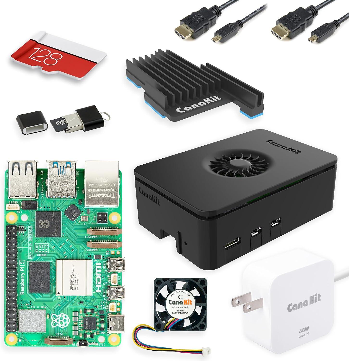 CanaKit Raspberry Pi 5 Starter Kit PRO - Turbine Black (128GB Edition) (8GB RAM)