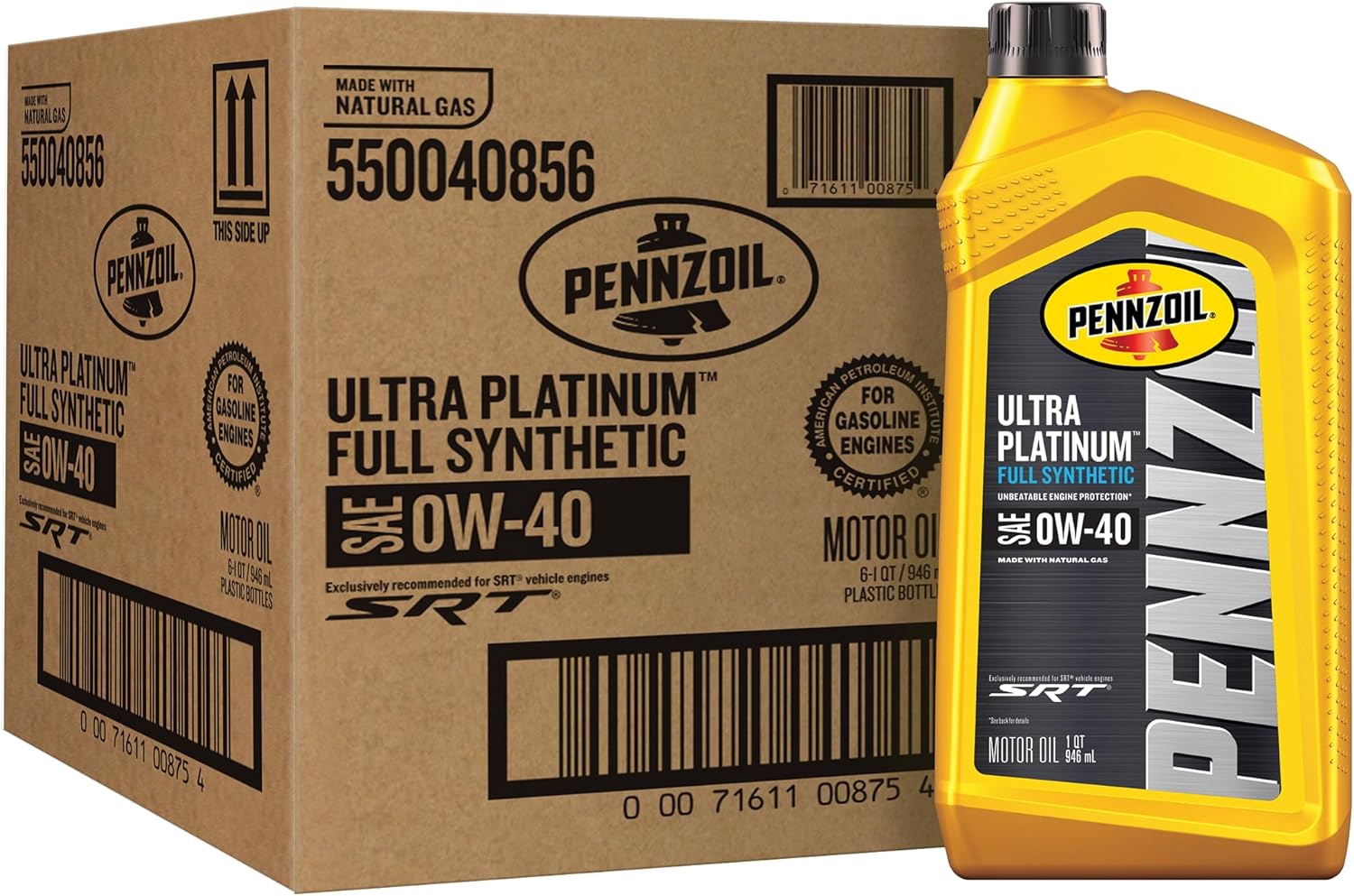 Pennzoil Ultra Platinum Full Synthetic 0W-40 Motor Oil, 1 Quart (6 Pack)