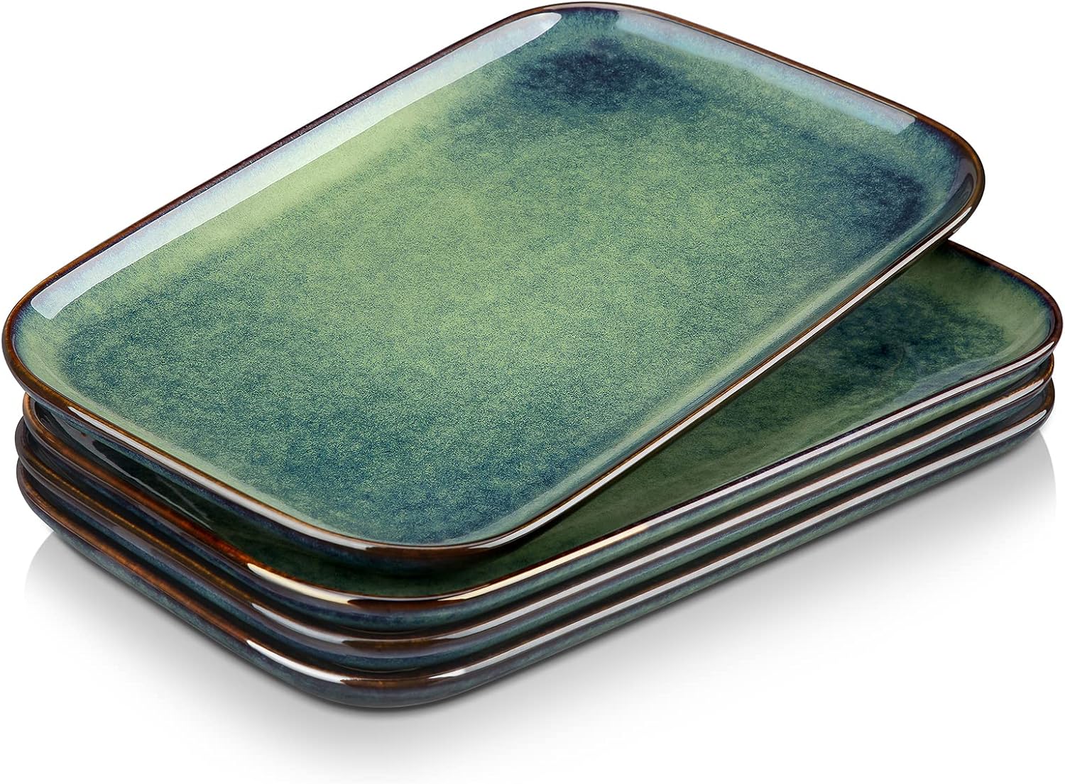 vancasso Stern Serving Platter & Tray Set, 4-Piece Ceramic Serving Plates for Parties, 11 Inch Easy-Clean Large Serving Dish for Main Course and Side Dishes, Green