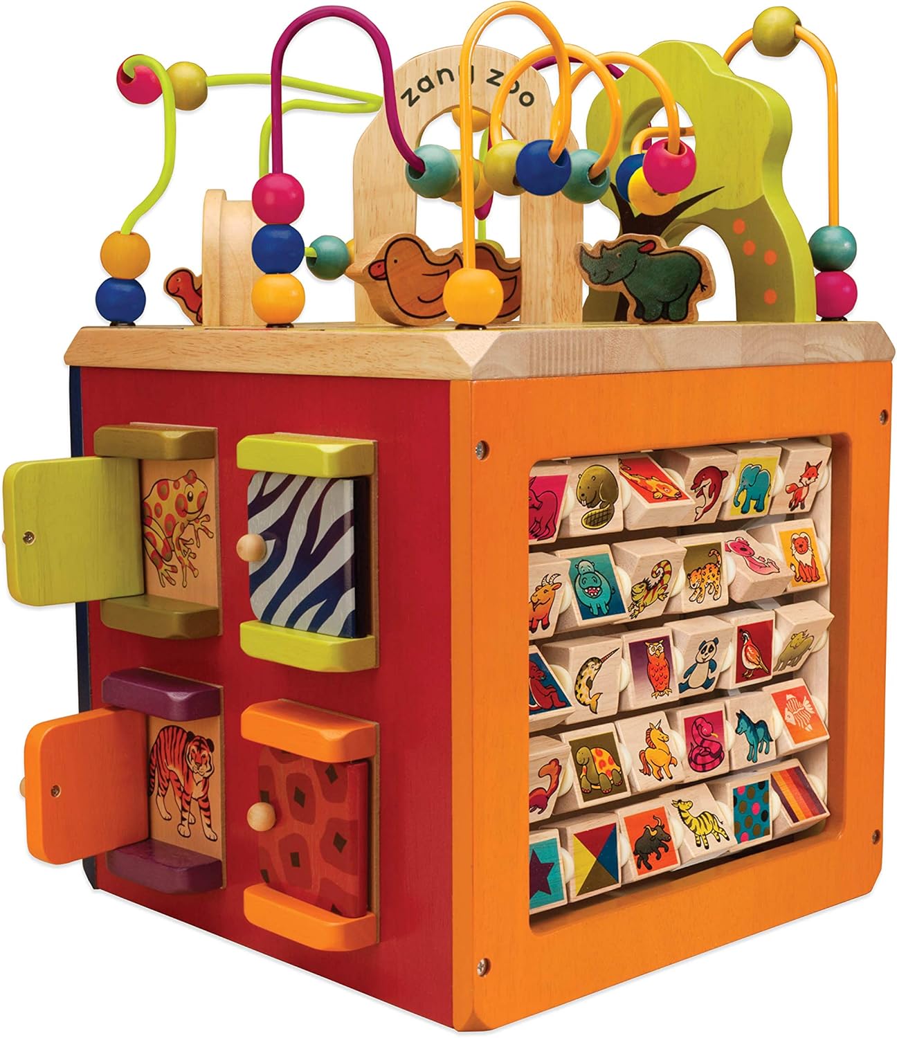 B. toys – Wooden Activity Cube – Activity Center – Educational Toys – Wooden Toys For Toddlers, Kids – 1 Year + – Zany Zoo