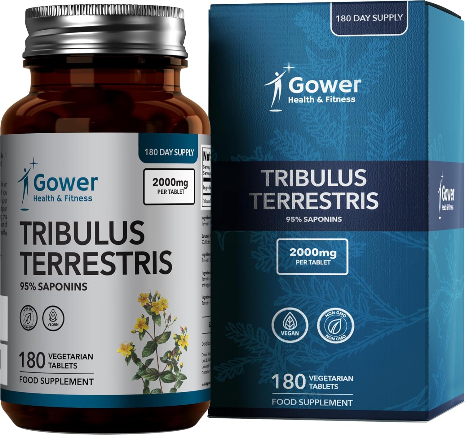 GH Tribulus Terrestris | 180 Tribulus Terrestris High Strength Tablets - 2000mg Trib per Tablet (from 20:1 Extract) | Non-GMO, Gluten & Allergen Free | Manufactured in The UK