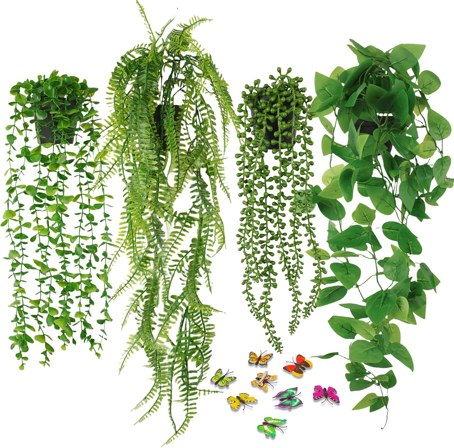 BELICOO Artificial Hanging Plant, 4 Pack Fake Plants with Pots, Hanging Artificial Plants Indoor, Fake Ivy Faux Plant for Indoors Outdoor Room Office Patio Wall Decor