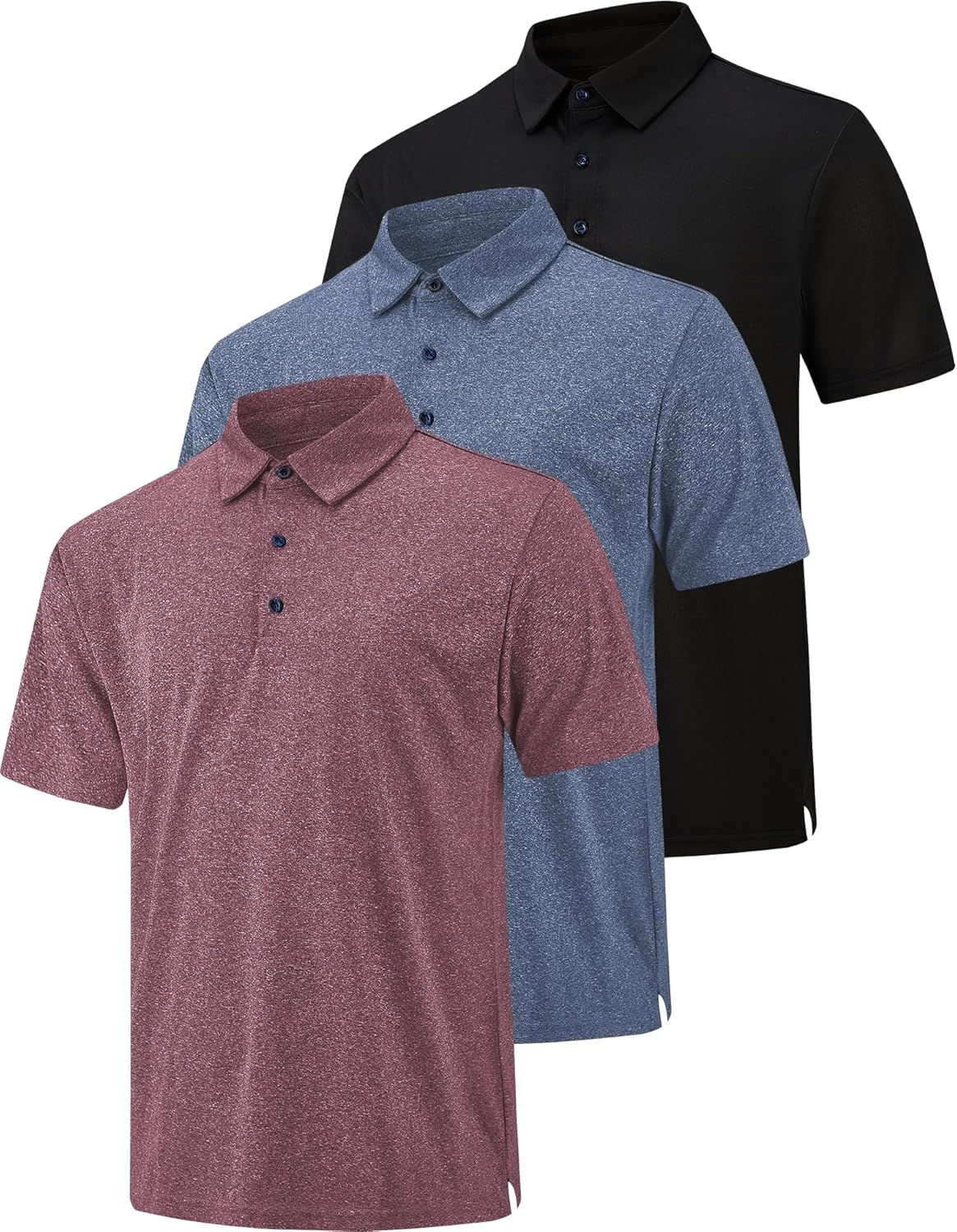 3 Pack Polo Shirts for Men Dry Fit Performance Short Sleeve Golf Polo Shirts