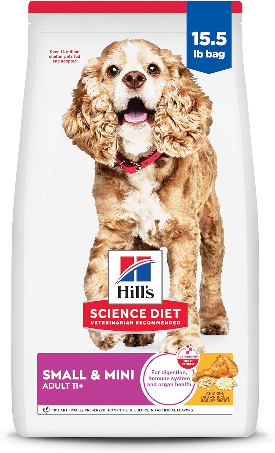 Hill's Science Diet Small & Mini, Senior Adult 11+, Small & Mini Breeds Senior Premium Nutrition, Dry Dog Food, Chicken, Brown Rice & Barley, 15.5 lb Bag