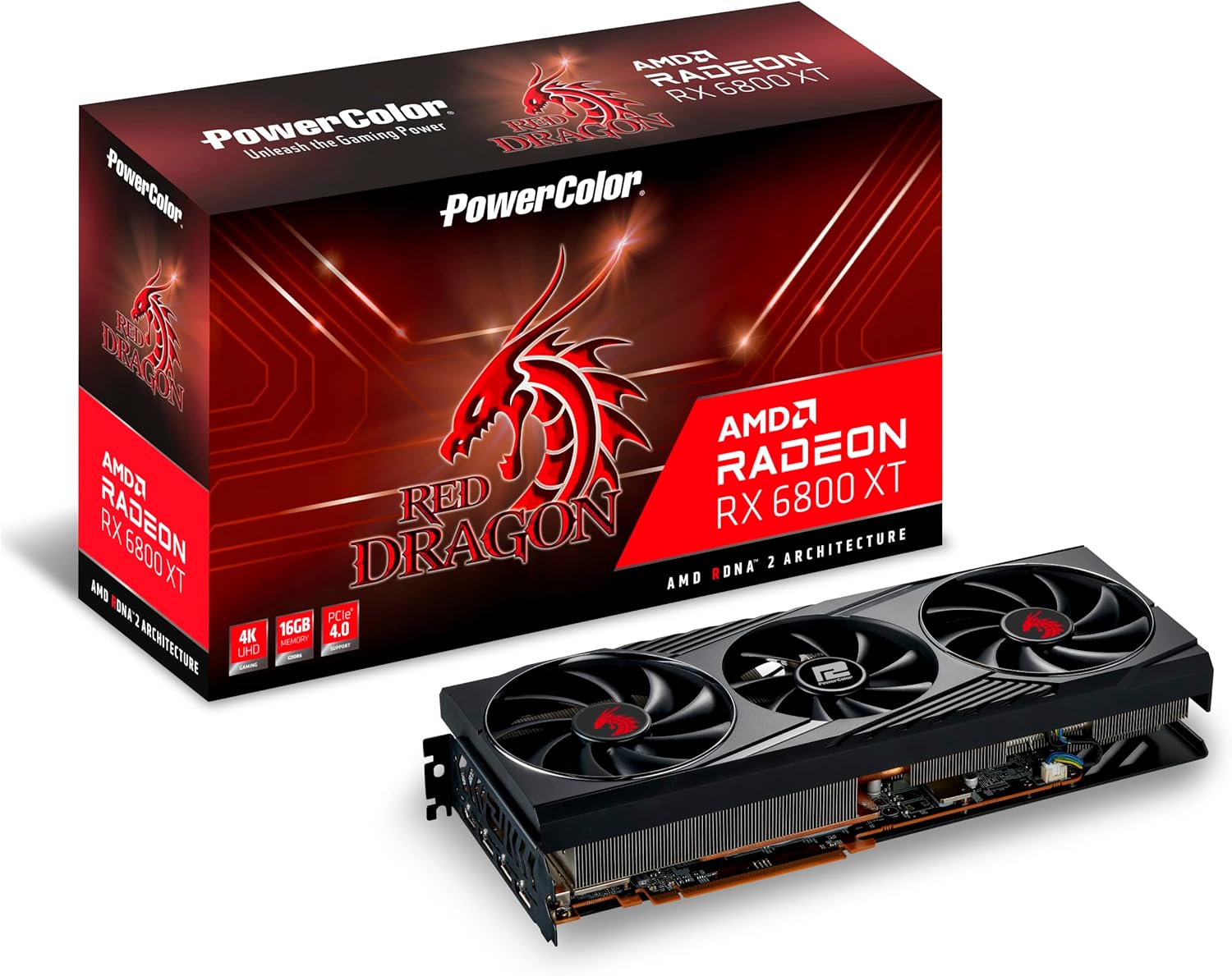 PowerColor Red Dragon AMD Radeon™ RX 6800 XT Gaming Graphics Card with 16GB GDDR6 Memory, Powered by AMD RDNA™ 2, Raytracing, PCI Express 4.0, HDMI 2.1, AMD Infinity Cache