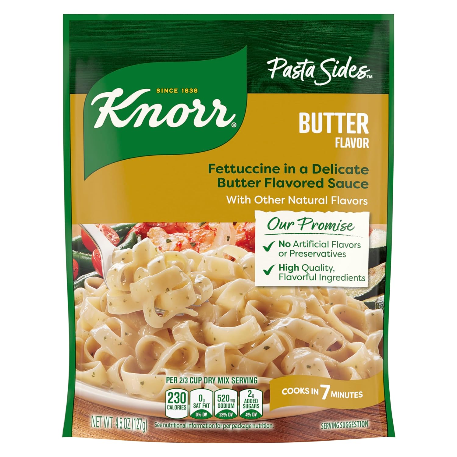 Knorr Pasta Sides Butter Fettuccine For Delicious Quick Pasta Side Dishes No Artificial Flavors, No Preservatives, No Added MSG 4.5 oz