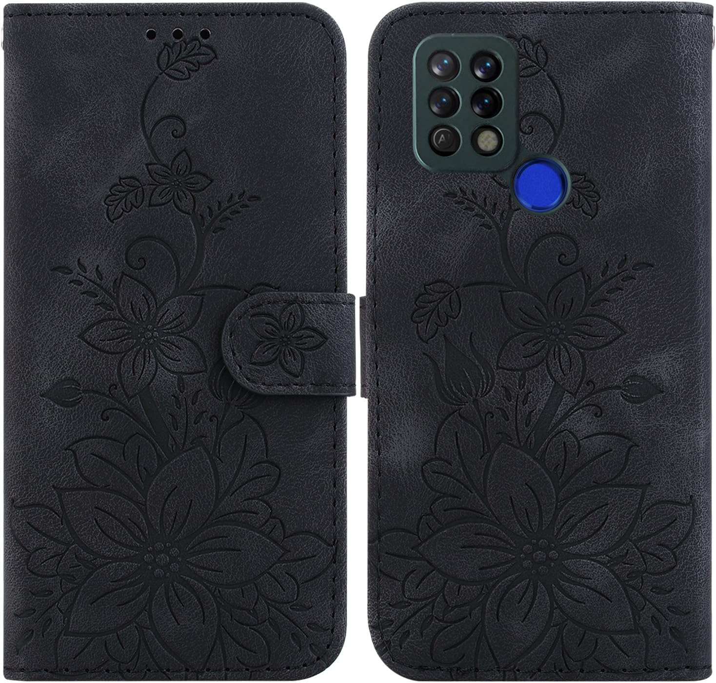 Compatible with Realme 7i 4G RMX2103 Flip Kickstand Cover,Compatible with Realme 7i 4G RMX2103 Card Slot Wallet Case Black