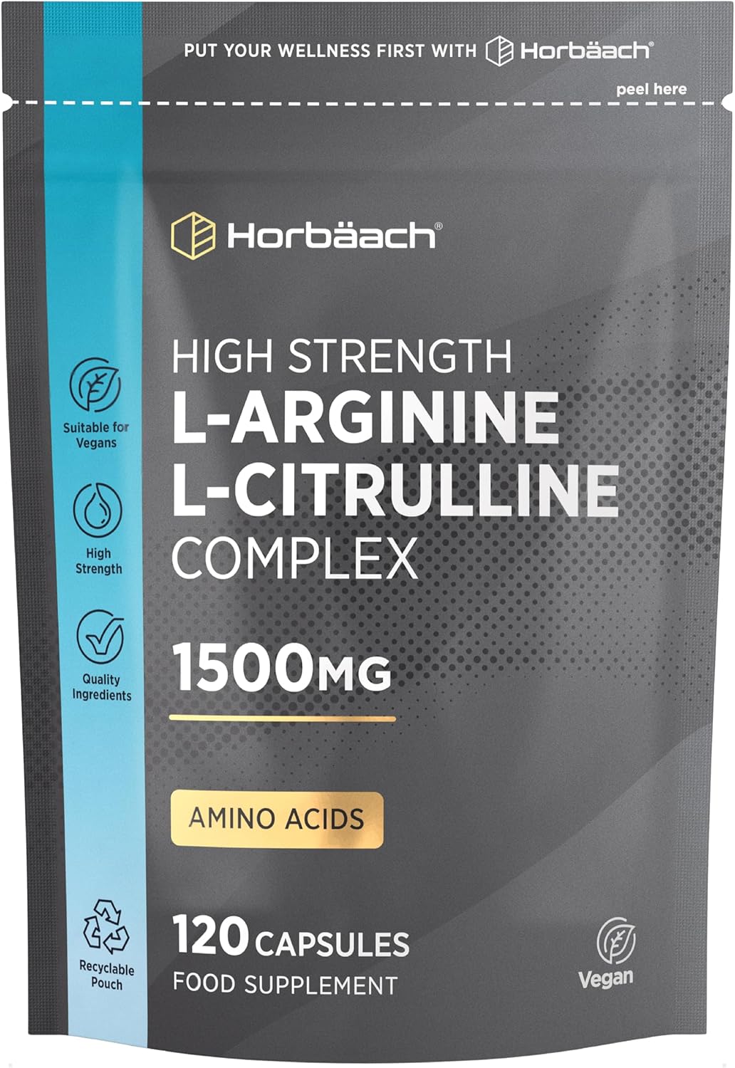 L Arginine and L Citrulline 1500mg Capsules | 120 Count | Amino Acids | Supplements for Men and Women | Suitable for Vegans & Vegeterians | by Horbaach
