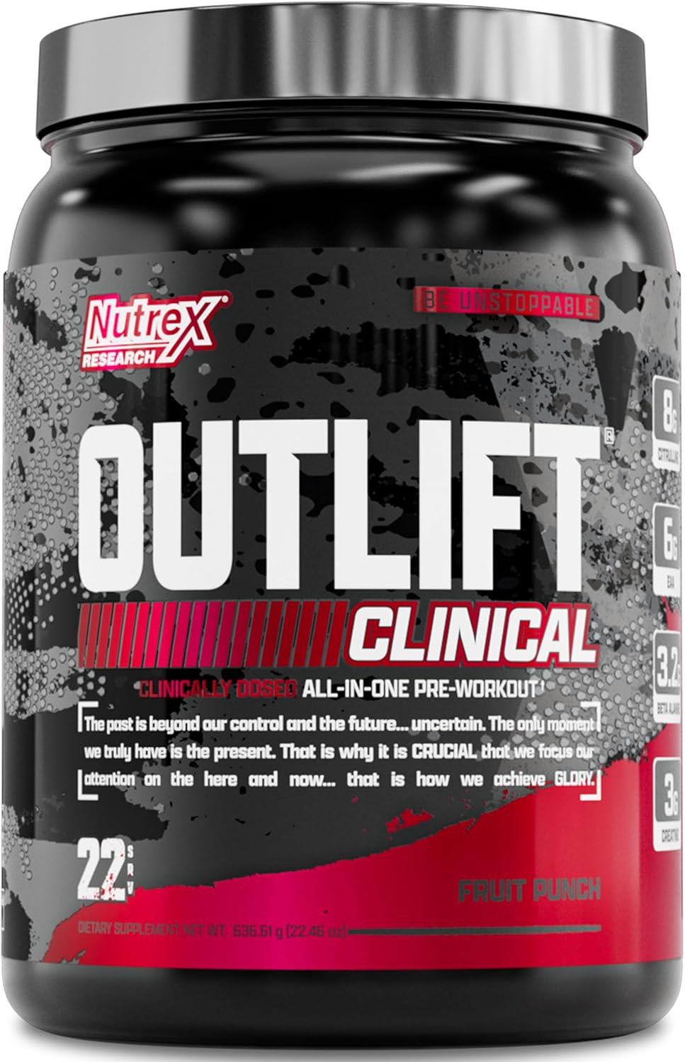 Nutrex Outlift Pre Workout Powder - Clinically Dosed Pre Workout with Creatine, Citrulline & EAAs - Amazing Tasting Fruit Punch - Transparent Energy Boosting Formula, Made in USA 22 Servings