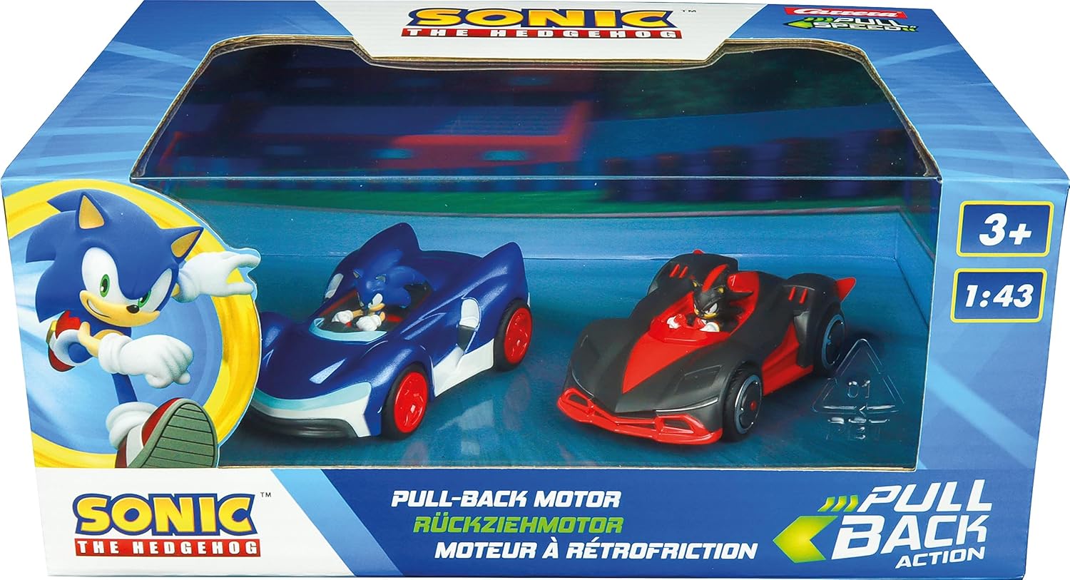 Pull & SPEED I Carrera | Sonic the Hedgehog I 2 vehicles with pull-back motor I authentic SonicI characters I ideal as a gift or for your own collection I scale 1:43 I I from 3 years