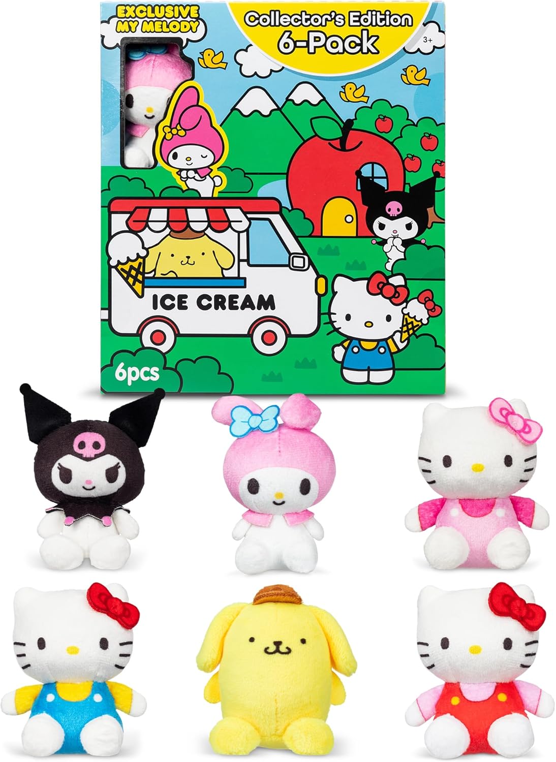 Hello Kitty and Friends 6 Pack - Miniature Plush Figure, Suffed Animal, Toy Mini Soft Figure for Kids, Girls and Boys Ages 4+
