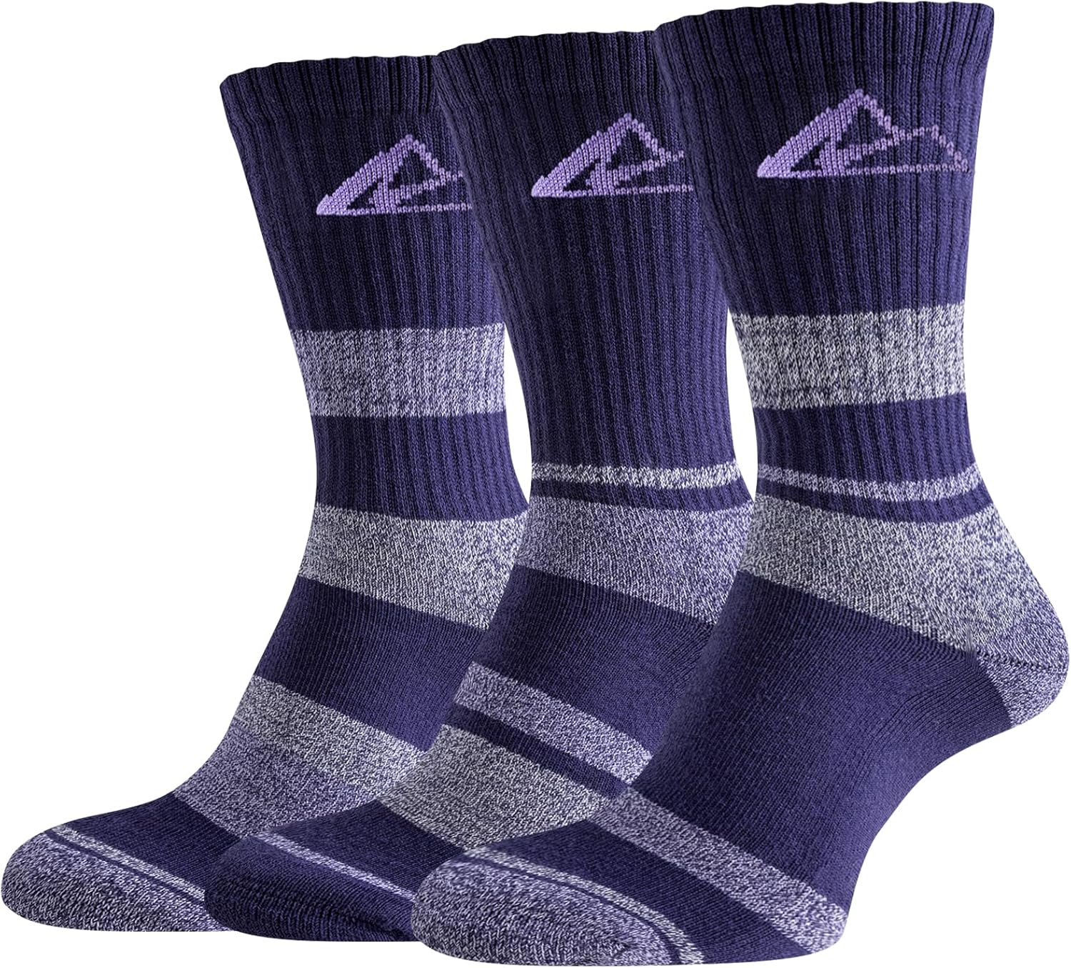 Effeet Hiking Socks Women, Anti Blister Ladies Walking Socks, Crew Light Outdoor Sports Socks, Multi Performance Womens Boot Socks, Breathable Cotton Trekking Running Socks 3 Pairs
