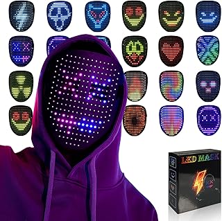 Led Mask with Gesture Sensing,Light up mask for Kids/Men/Women LED Halloween Mask for Costume Cosplay Party