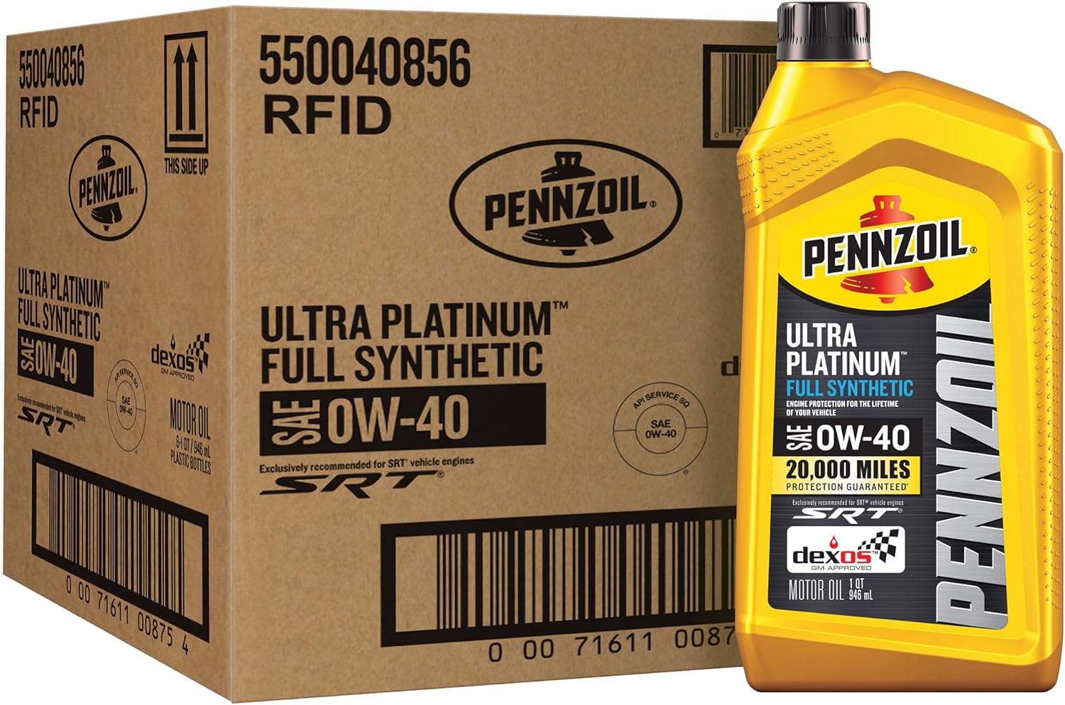 Pennzoil Ultra Platinum Full Synthetic 0W-40 Motor Oil (1 Quart, Case of 6)