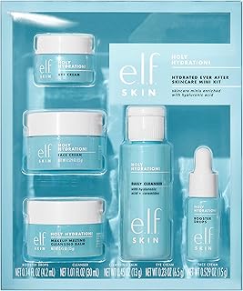 e.l.f. SKIN Holy Hydration! Hydrated Ever After Skincare Mini Kit, Cleanser, Makeup Remover, Moisturiser & Eye Cream For Hydrating Skin, Airplane-Friendly Sizes