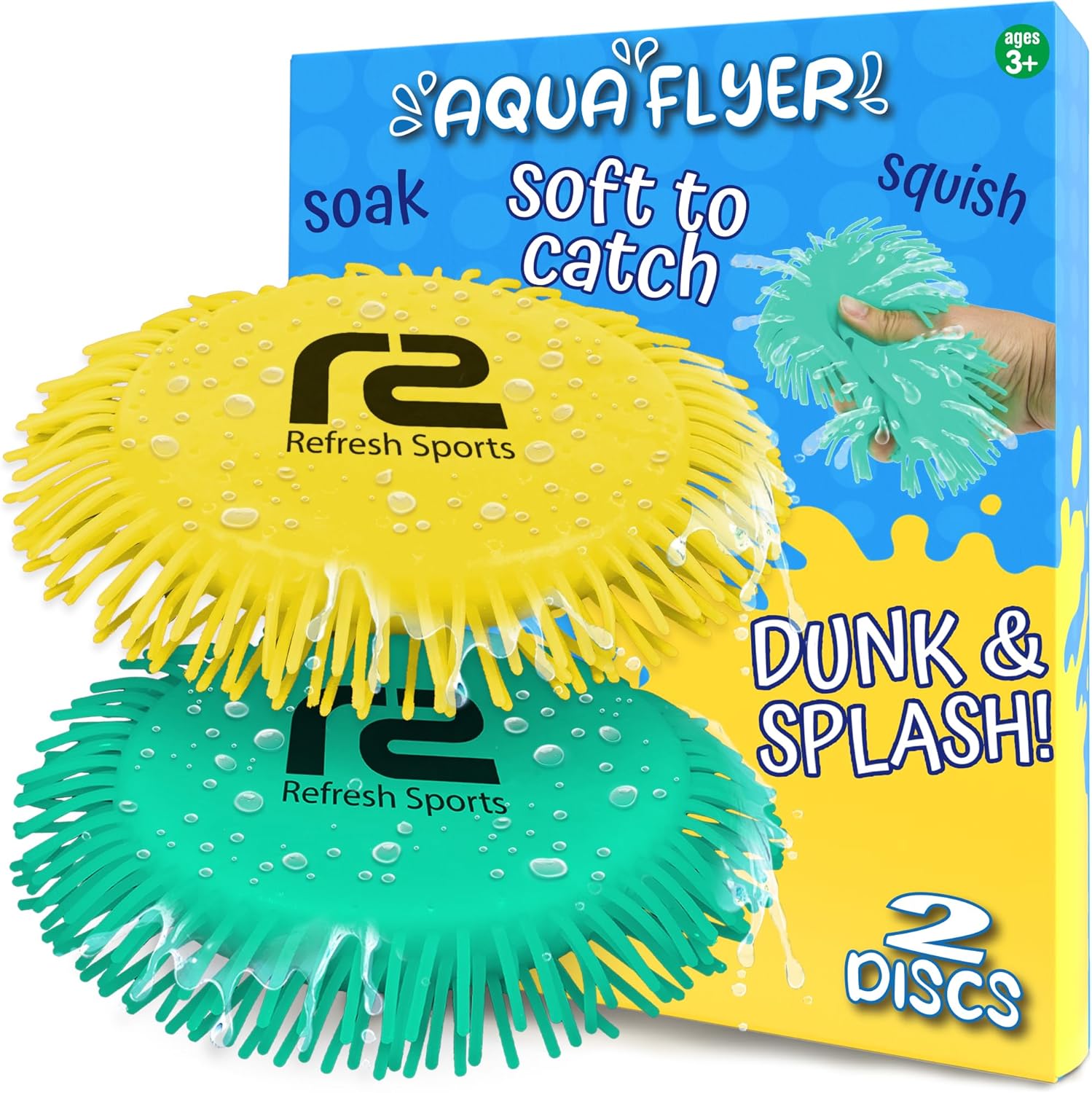 Water Flying Discs for Kids: Soft Sports Disc 2 Pack - Soaks The Target On Impact - Best Swimming Pool Toys & Beach Water Toys - Fun Toy Outdoor Games - Birthday Gifts for Boys & Girls All Ages
