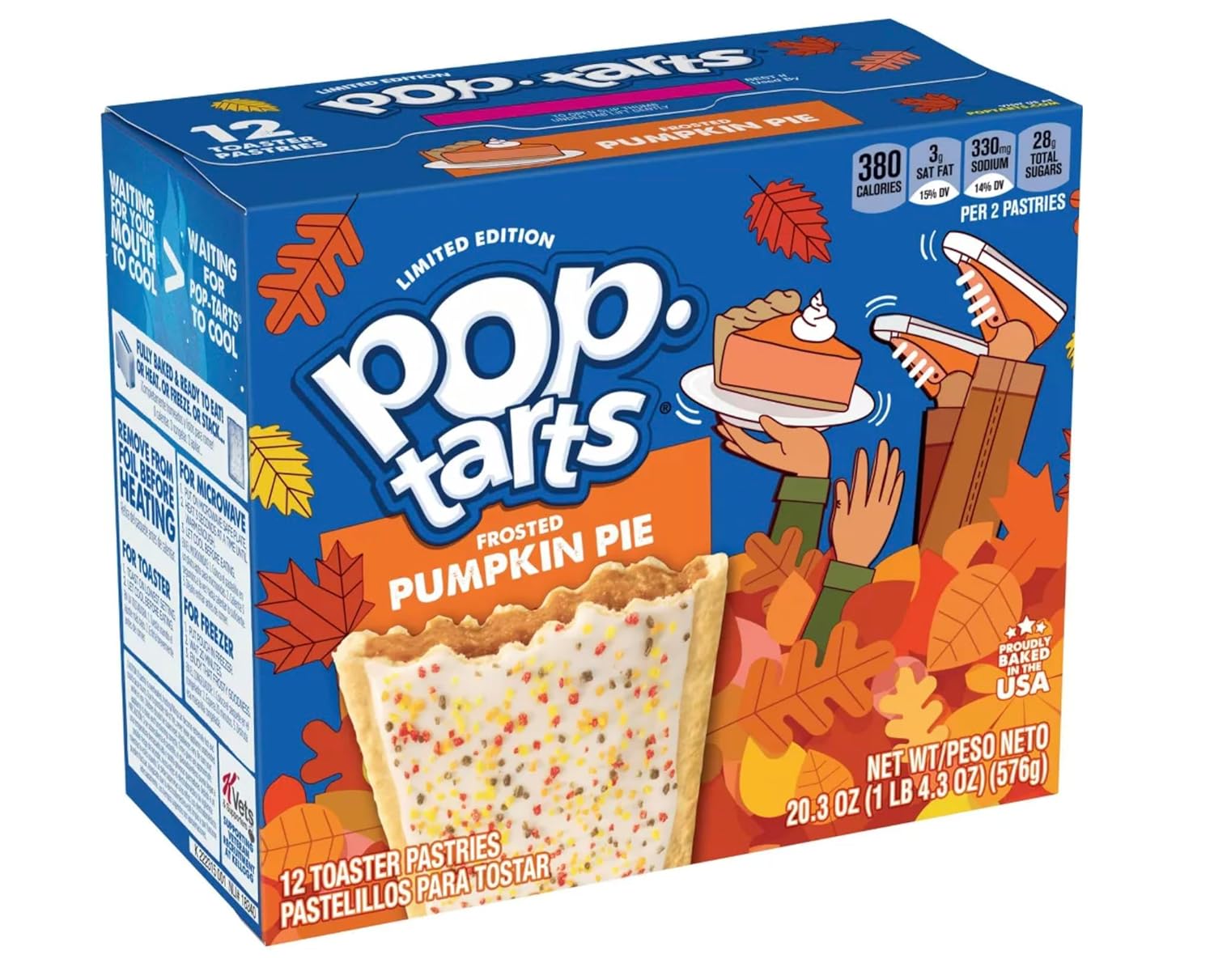 Pop-Tarts Breakfast Toaster Pastries, Frosted Pumpkin Pie Flavored, Limited Edition, 20.3 Oz (Pack of 12)