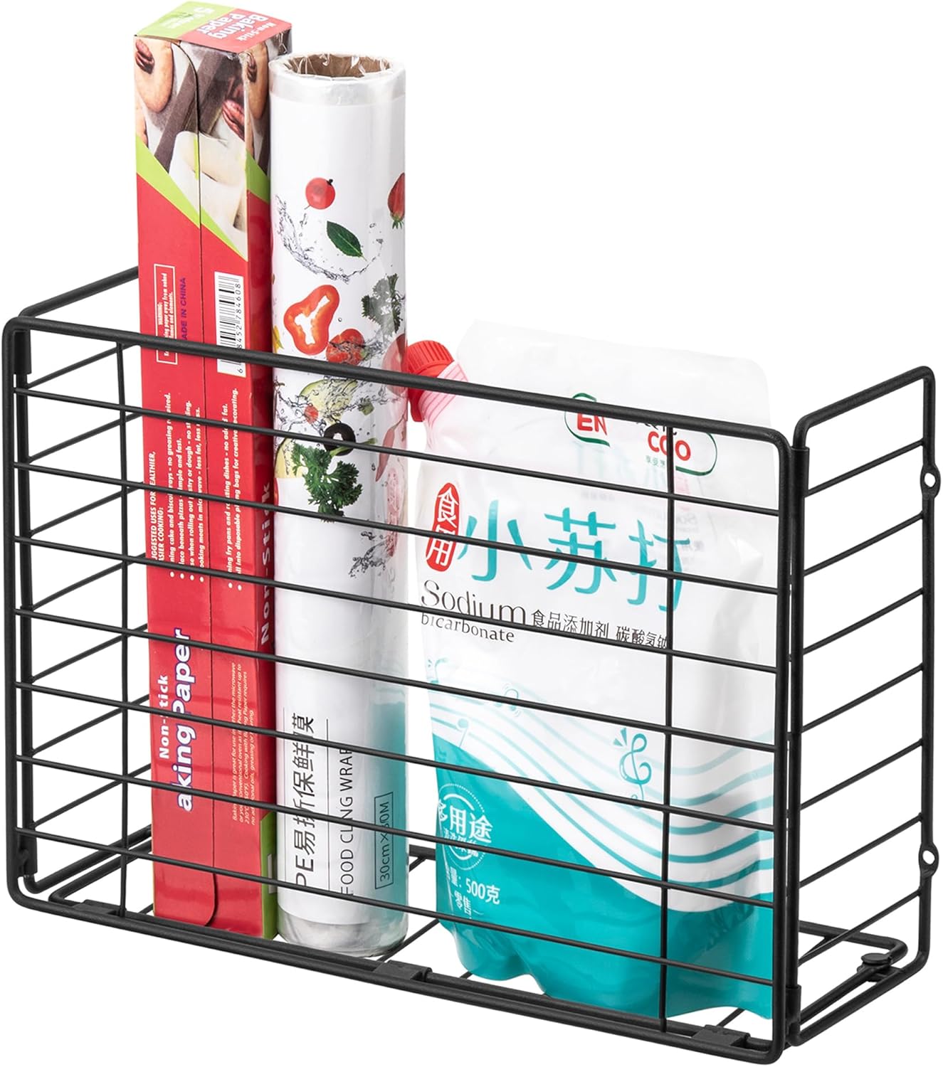 Lonian Kitchen Wrap Organizer Rack, Cupboard Door/Cabinet Door/Pantry Door/Wall Mounted Hanging Storage Basket for Cutting Board Holder, Tin Foil, Wax Paper and More