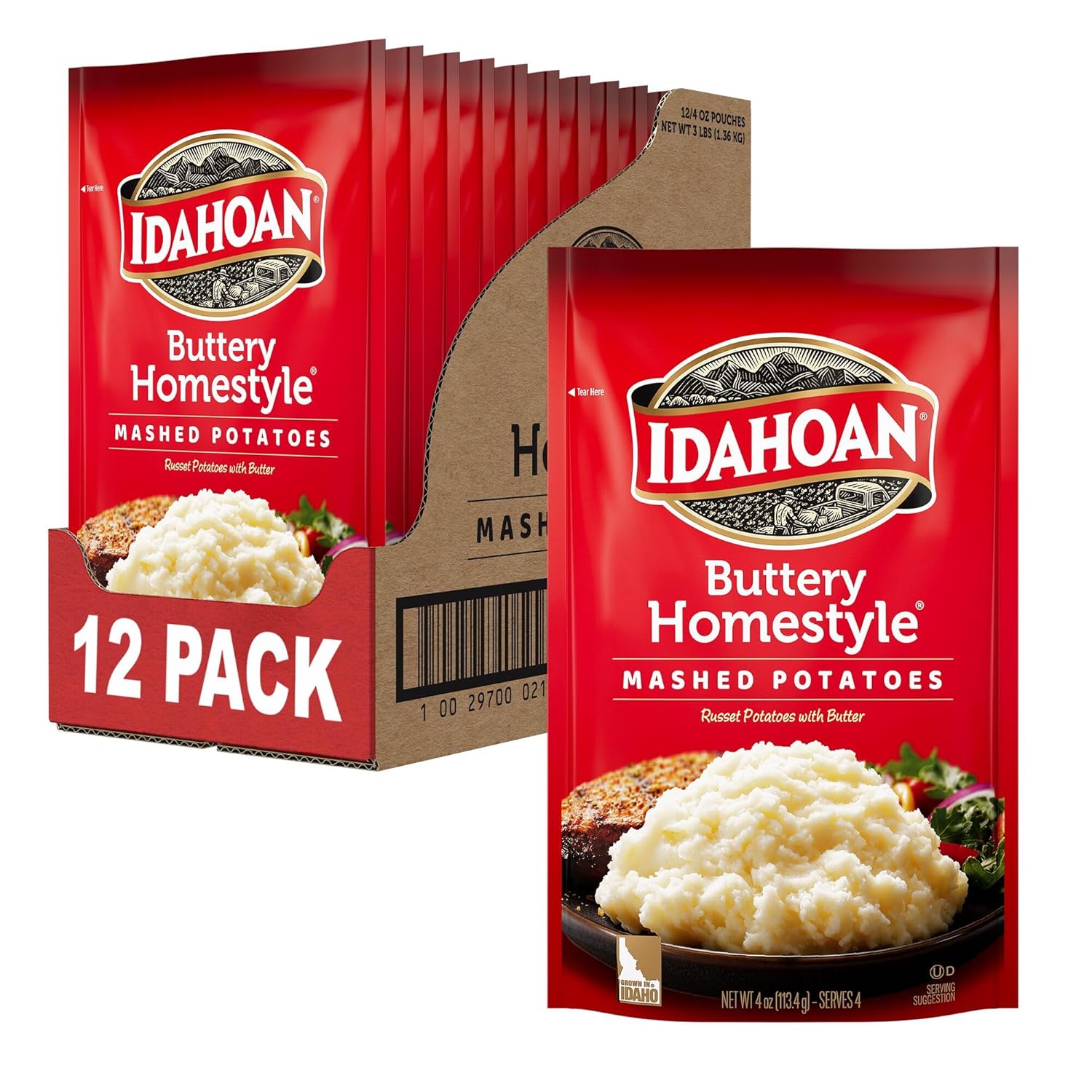 Idahoan Buttery Homestyle Mashed Potatoes, 4 oz (Pack of 12)