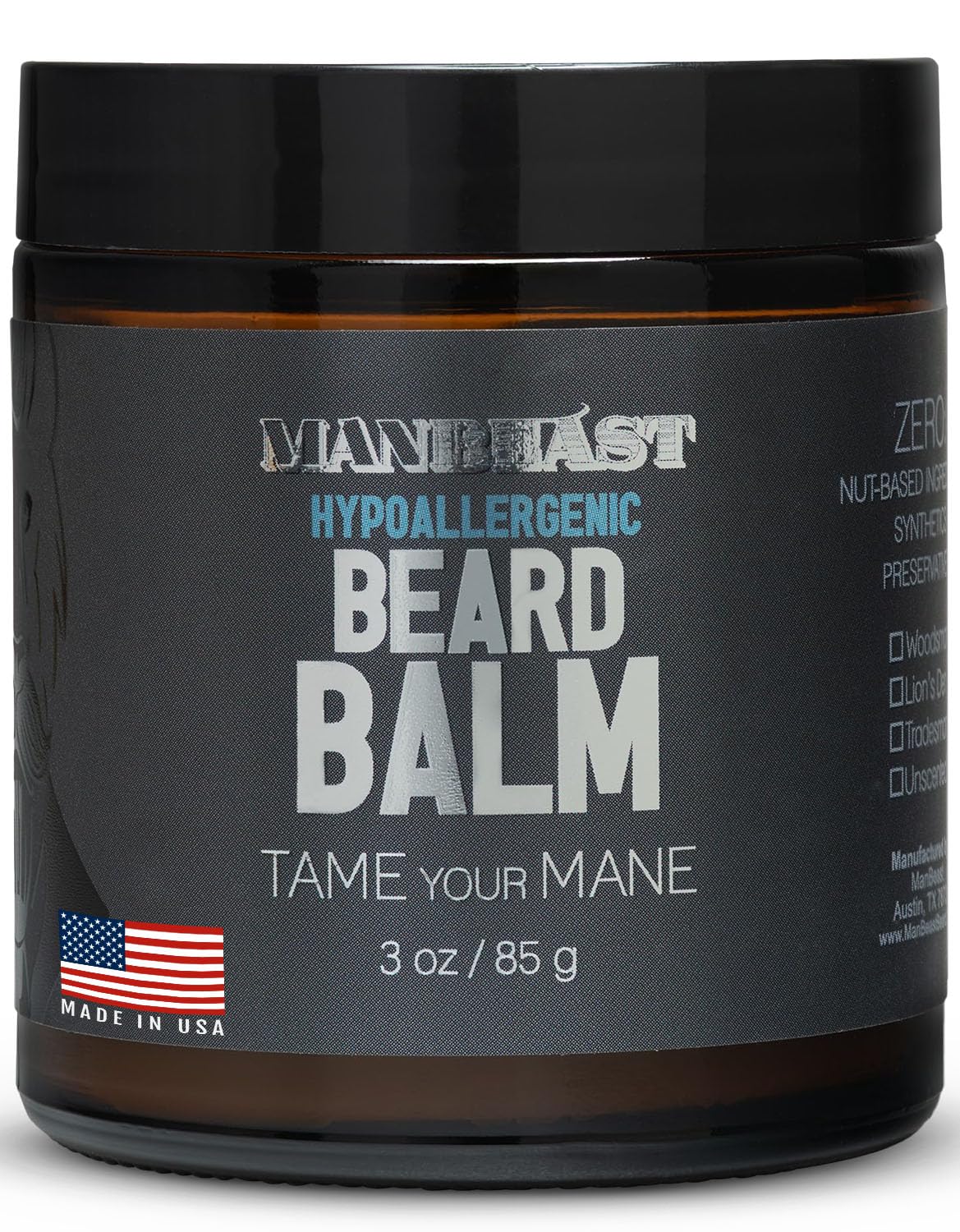 Hypoallergenic All Natural Beard Balm For Men - Lion's Den, Made from Seed-Based Oil, Nut-Free Gifts For Men Beard Products with Light Styling Hold, Mustache Balm, Mustache Care Products