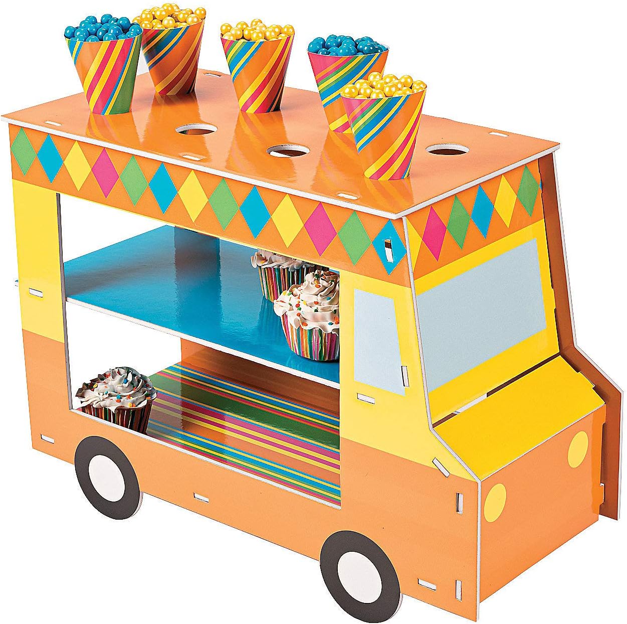 Fun Express Food Truck Cupcake Treat Stand - Food Truck Party Supplies (Includes Treat Cones) - VBS Vacation Bible School Supplies/Decor