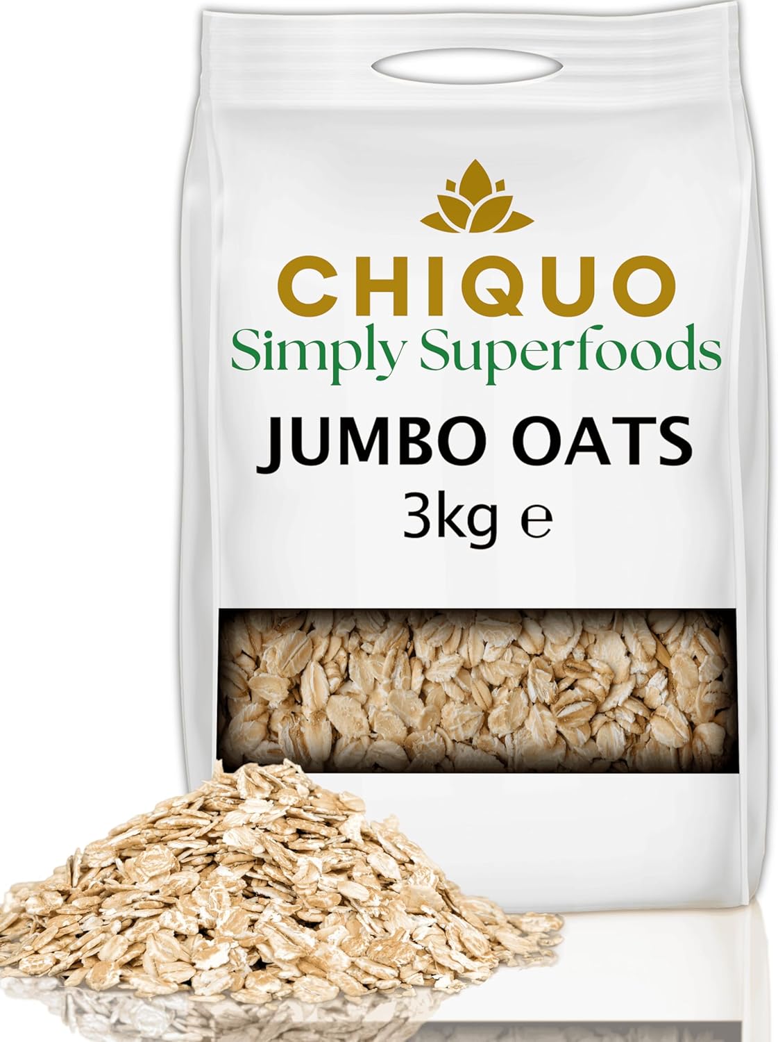 Chiquo Jumbo Oats 3kg - Stabilised Grade | Hearty High-Fibre Wholegrain | Vegan Friendly, No Added Sugar or Preservatives | GMO Free | Ideal for Porridge, Overnight Oats & Baking
