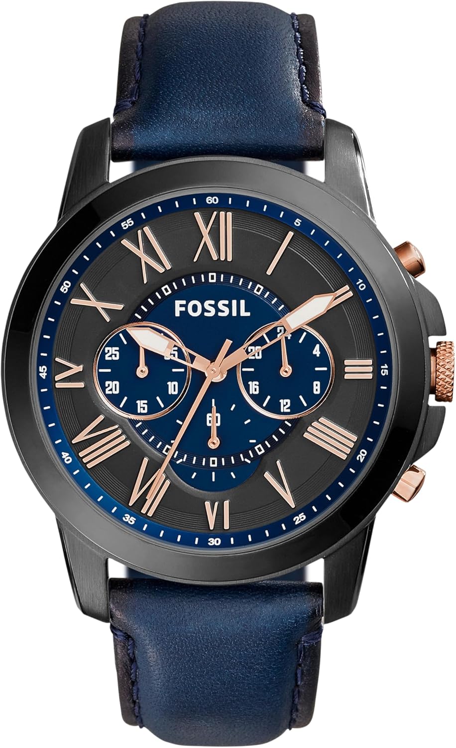 Fossil Men's Grant Quartz Stainless Steel and Leather Chronograph Watch