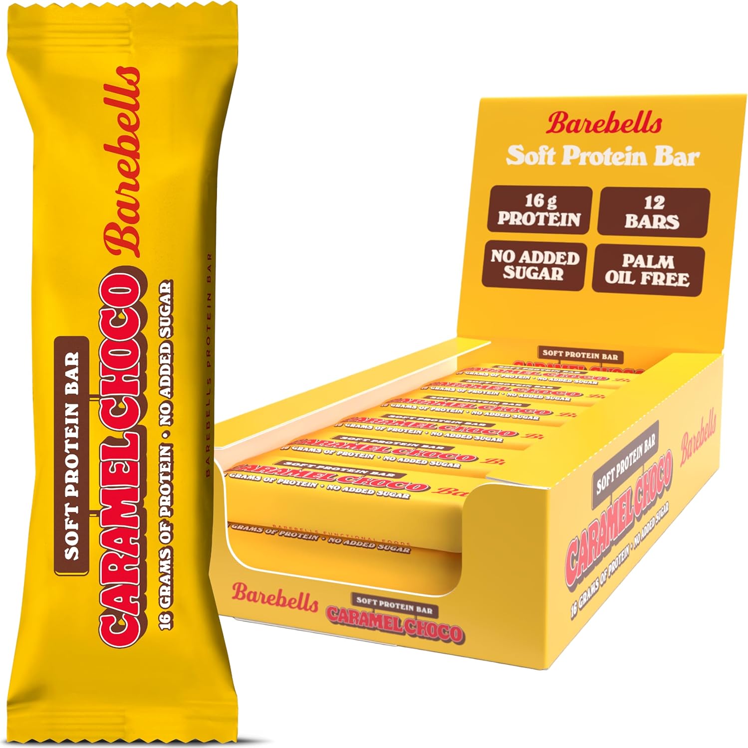 Barebells Protein Bars - 12 Count, 16g High Protein Treats – Sugar Free Chocolate Nutrition Bar, Low Carb – On The Go Breakfast or Post-Workout Snack (Caramel Choco)
