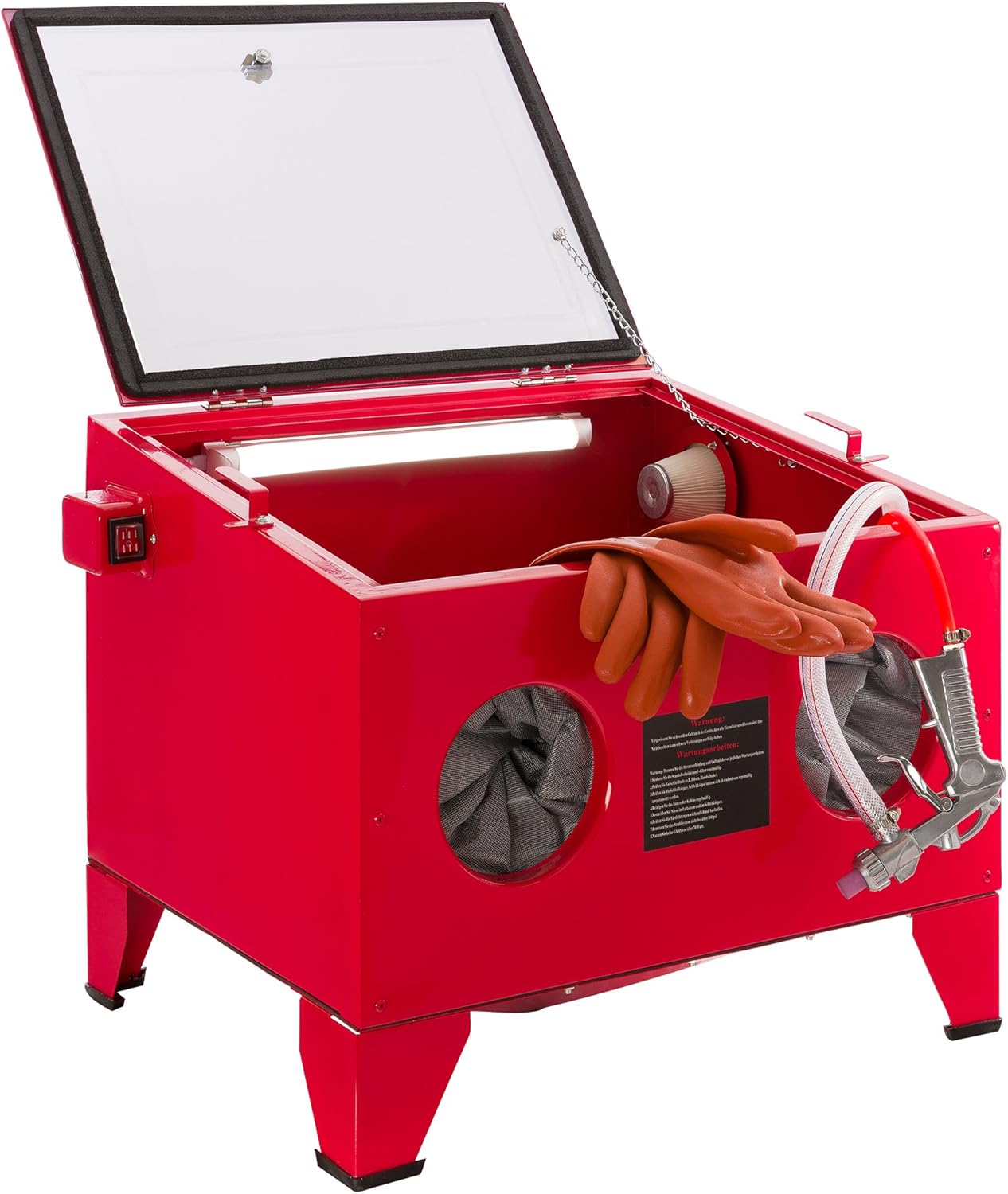 Arebos Sand Blasting Cabinet 90L | Sand Blasting Machine | Sand Blaster Kit incl. Blasting Gun with 4 Ceramic nozzles | Work Gloves | Viewing Window + 5 Replacement foils