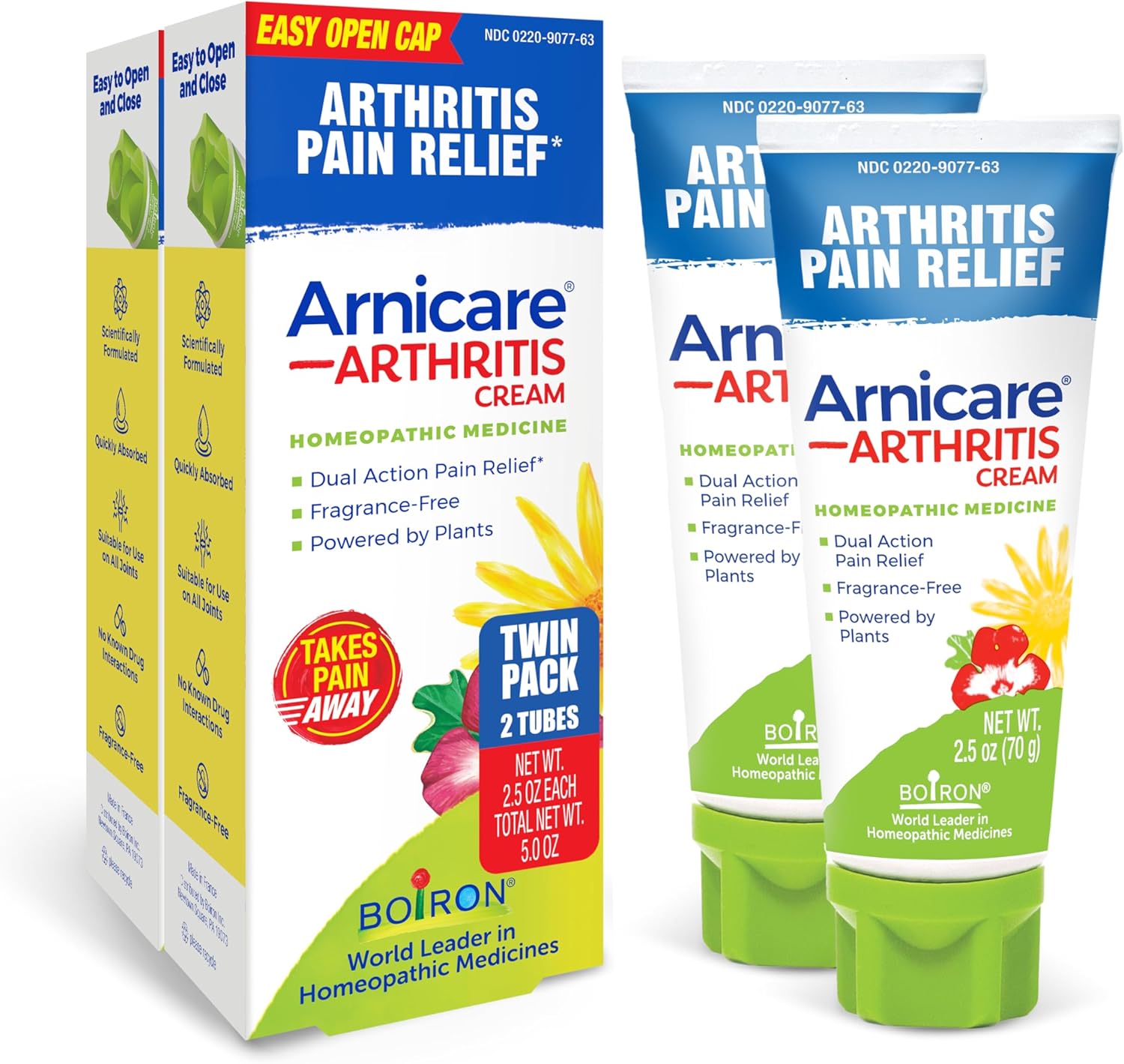 Boiron Arnicare Arthritis Cream with Devil’s Claw for Pain Relief of Knees, Hands, Wrists, Elbows, Joints & Muscles – Quickly Absorbed & Fragrance-Free – 5 oz (2 Pack of 2.5 oz)