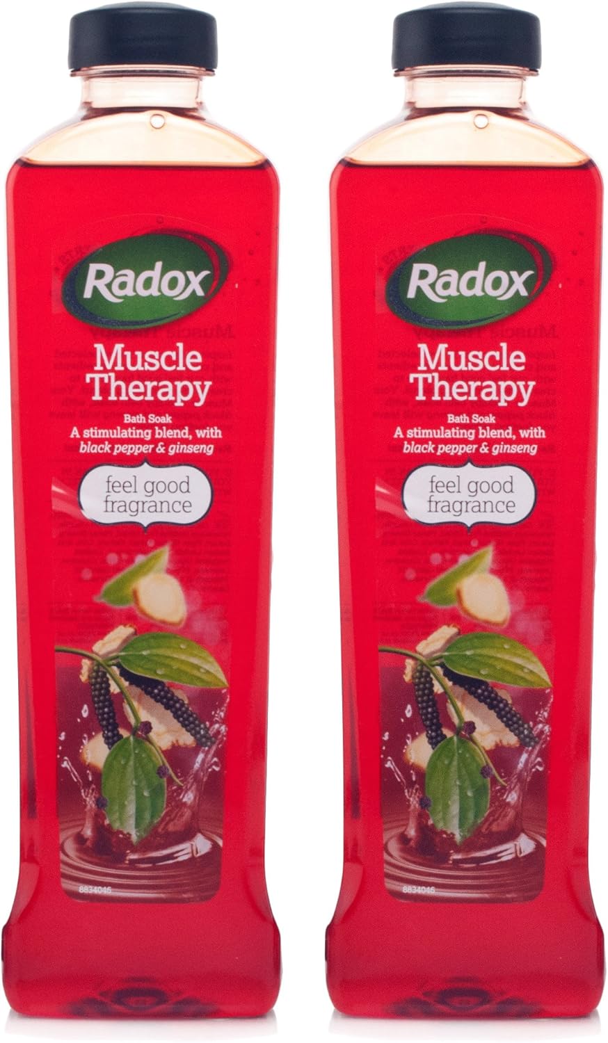 2X Radox Muscle Therapy Bath Soak 500ml Black Pepper & Ginseng Blend