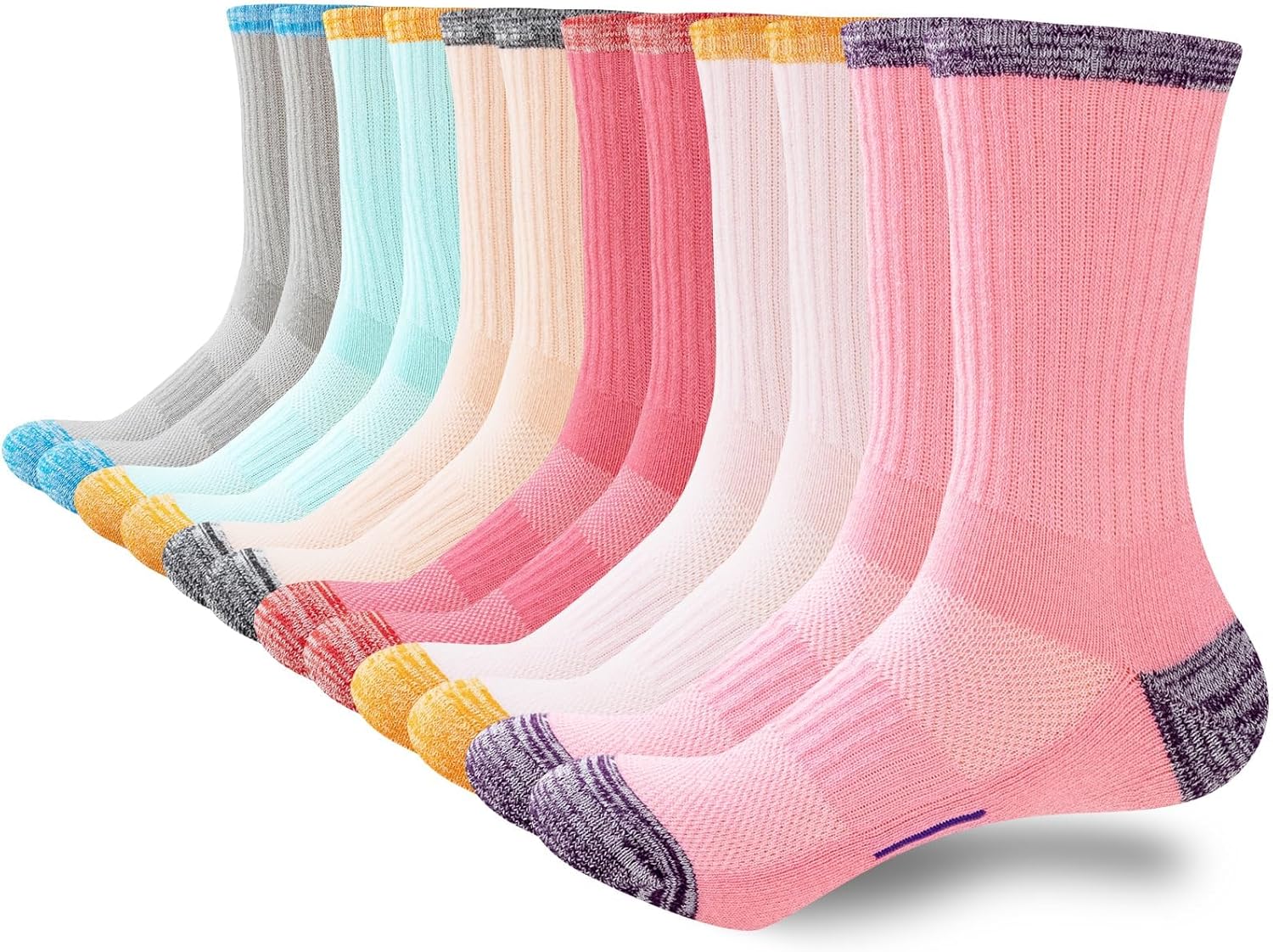 inaWarm Womens Walking Socks 6 Pairs, Ladies Hiking Socks Breathable Cushioned thermal Cotton Socks，Outdoor Sports Anti-Blister Thick Multi Performance Athletic Boot Socks