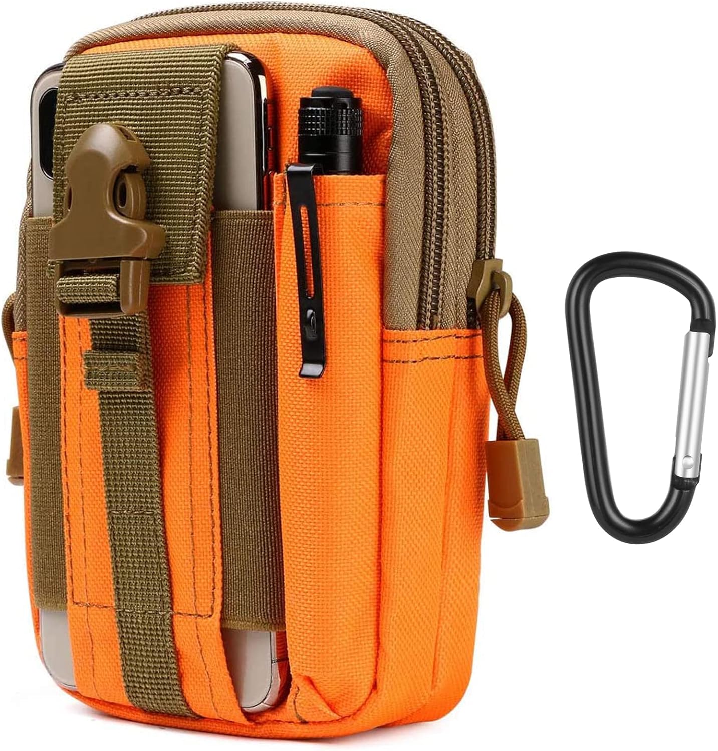 flintronic Tactical Waist Bags, Universal Outdoor Waist Bag | Molle EDC Pouch + Outdoor Hook | Utility Gadget Waist Bag with Cell Phone Holster for Sports, Hiking, Camping, Traveling