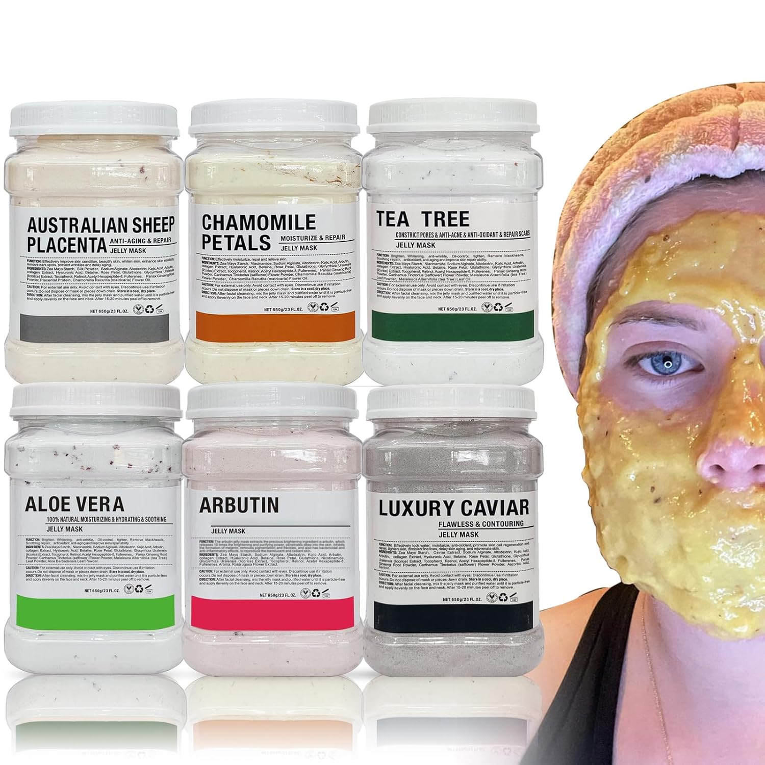 Jelly Mask for Facials Professional, Jelly Mask Powder for Face, Modeling Mask Powder, Estheticians Supplies Beauty Salon Spa Face Mask Skin Care, 23Fl Oz (6 Pack)