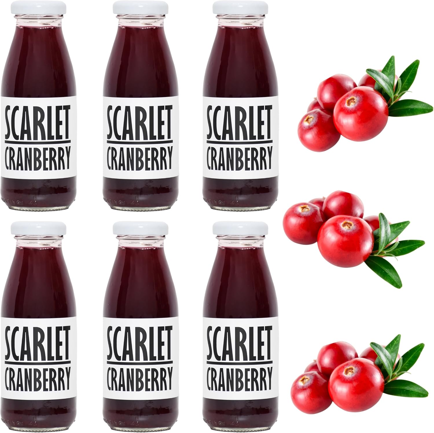 PRESSUICE - Fresh Scarlet Cranberry Juice not from concentrate - 6 bottles pack x 250 ml - Fruit Juices NFC - Pressed Semi Sour Drink - Unsweetened - No added Sugar - Natural Press - For shots